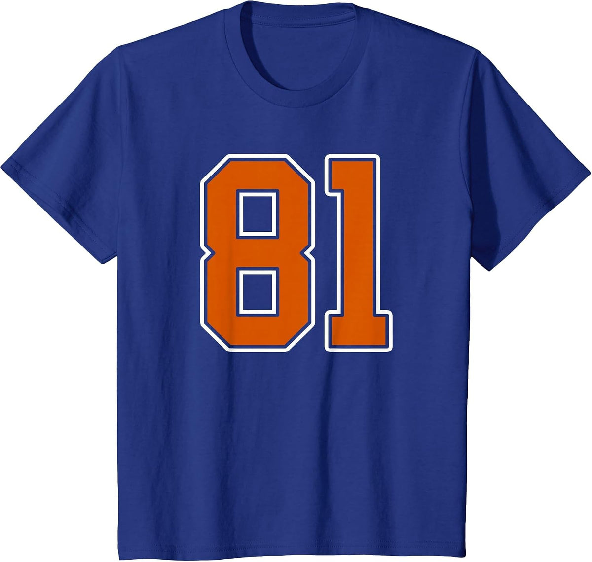 Burnt Orange White Number 81 Jersey Player Uniform #81 T-Shirt - Royal Blue