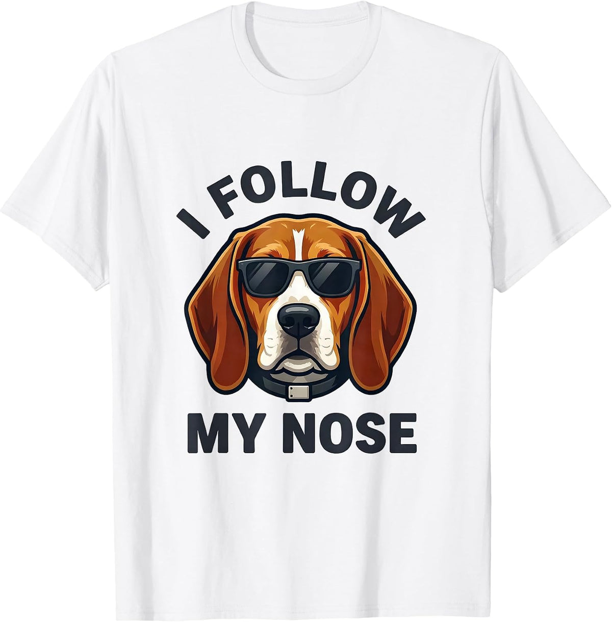 Men's I Follow My Nose Beagle Mascot Logo Funny Dog Lover T-Shirt - White