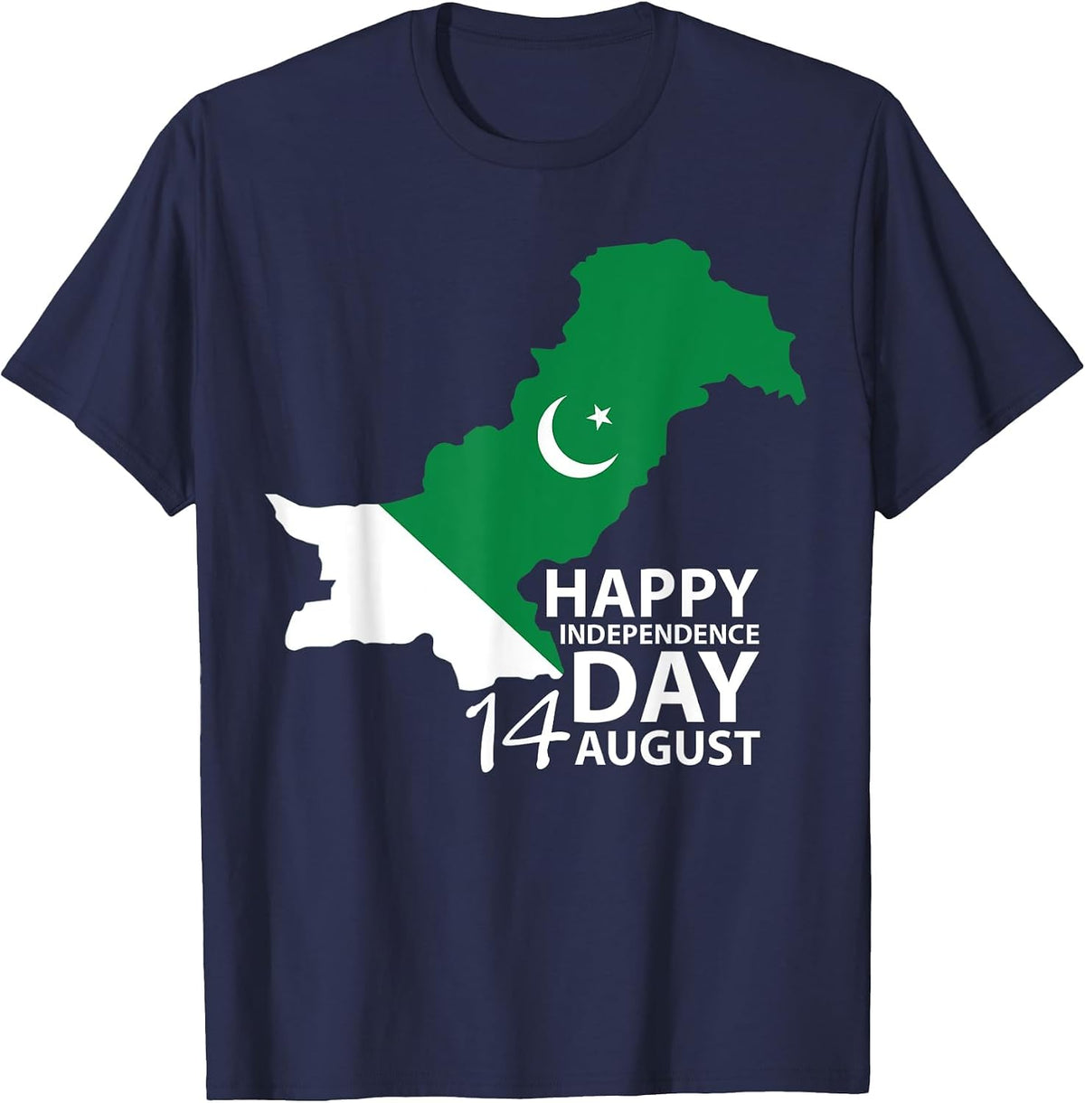 14 August Independence Day Pakistan Patriotic T-Shirt - Navy Blue