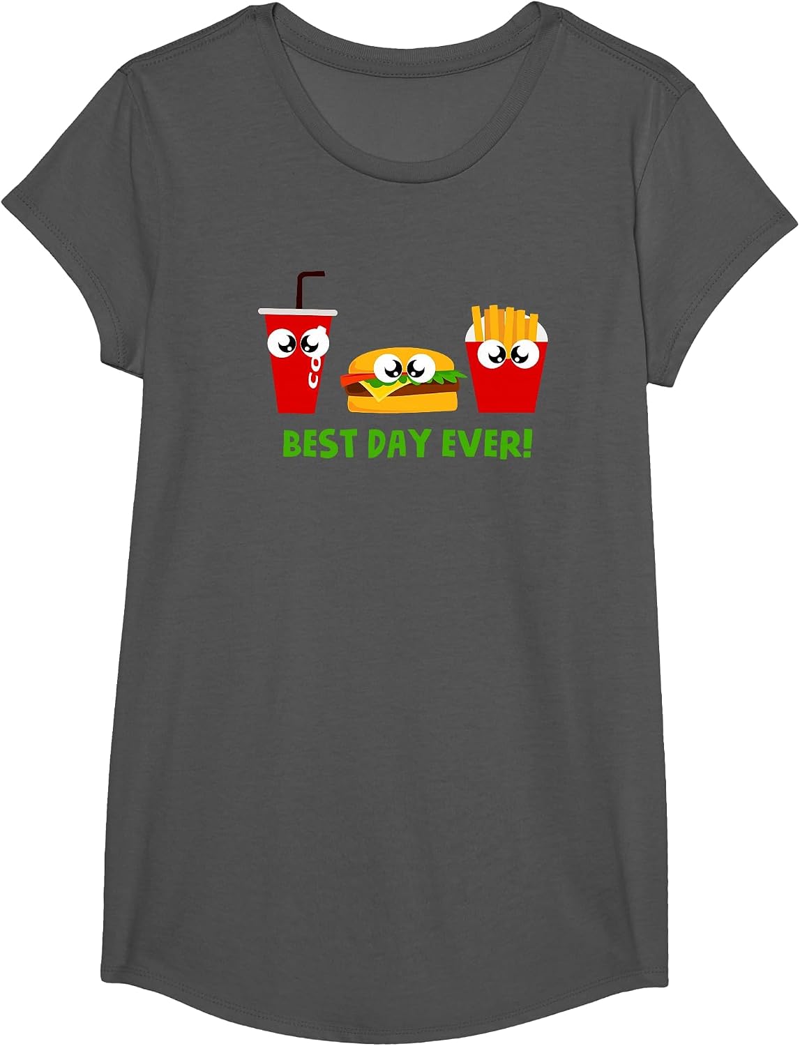 Funny Hamburger Tshirt Fry Day French Fries T-Shirt - Girls Asphalt Grey