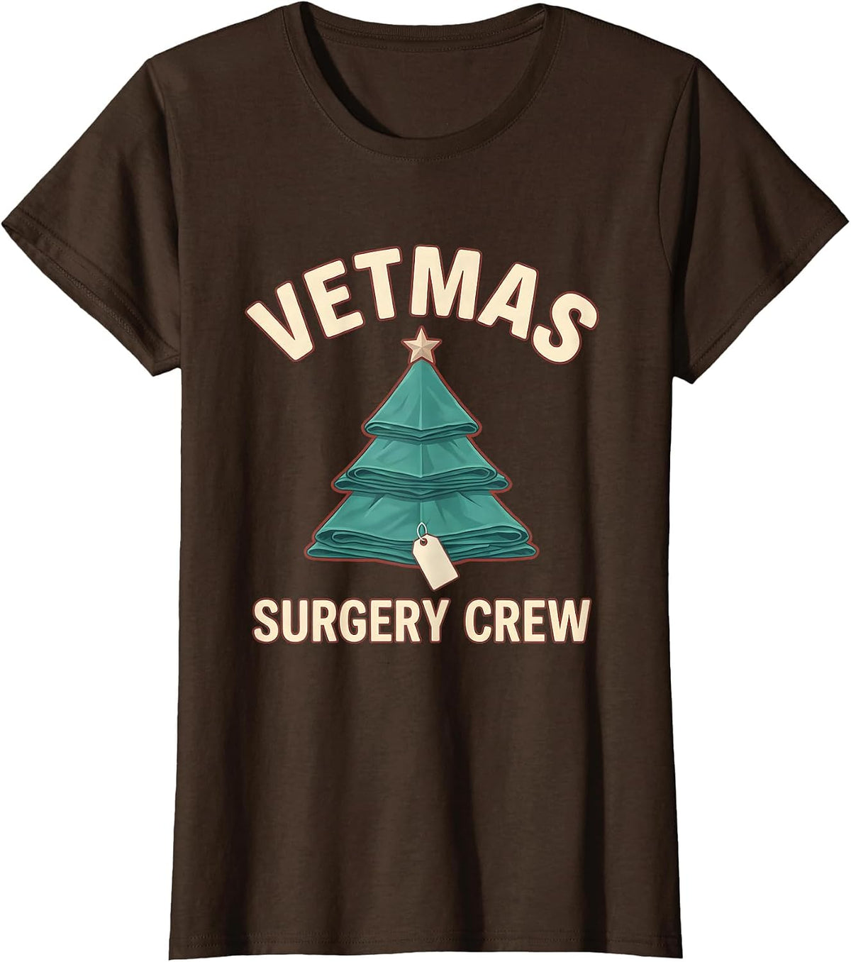 Women's Vetmas Surgery Crew Funny Vet Tech Christmas Veterinary Crew T-Shirt - Brown