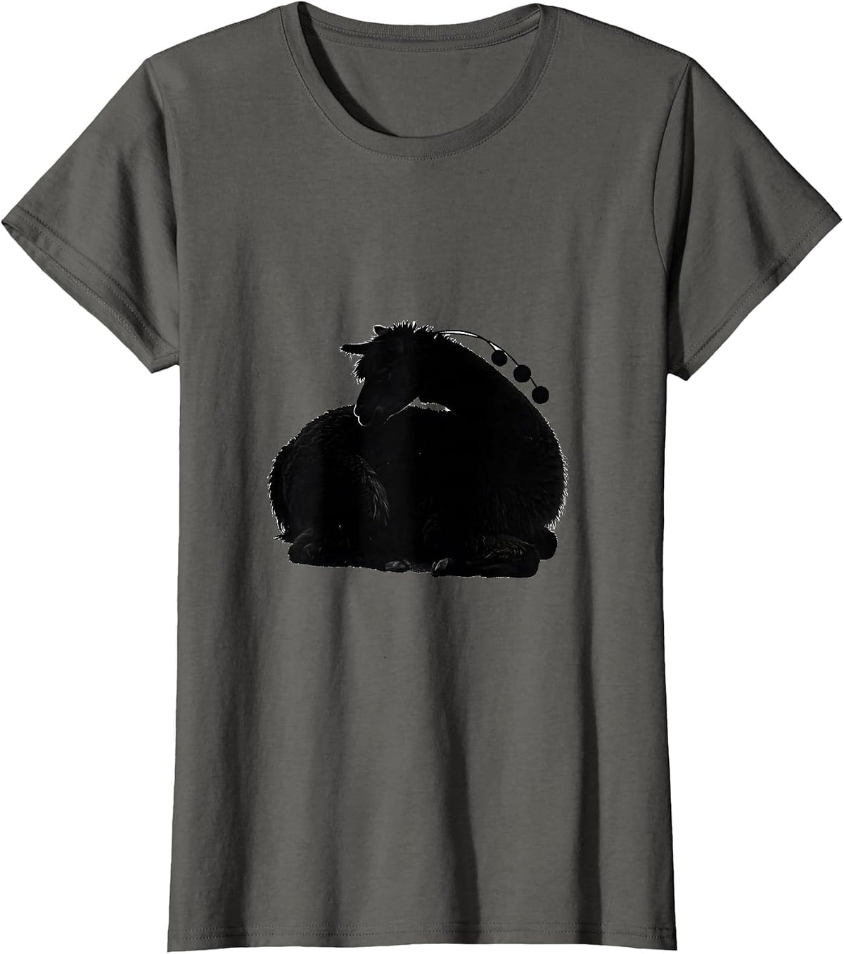 Women's Resting Llama Christmas Animal Lover Gift T-Shirt - Asphalt Grey