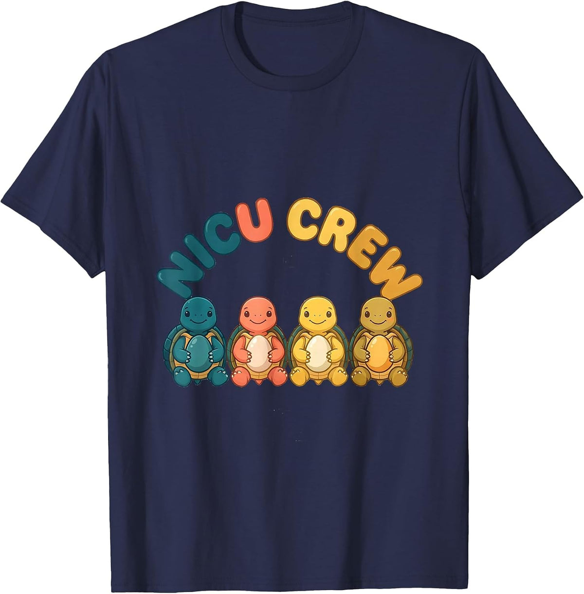 Men's NICU Crew Cute Animal Pediatric Nurse Practitioner Pride T-Shirt - Navy Blue
