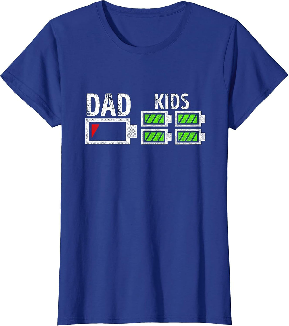 Dad of Four Low Battery Funny Father of 4 Kids Dad T-Shirt - Royal Blue
