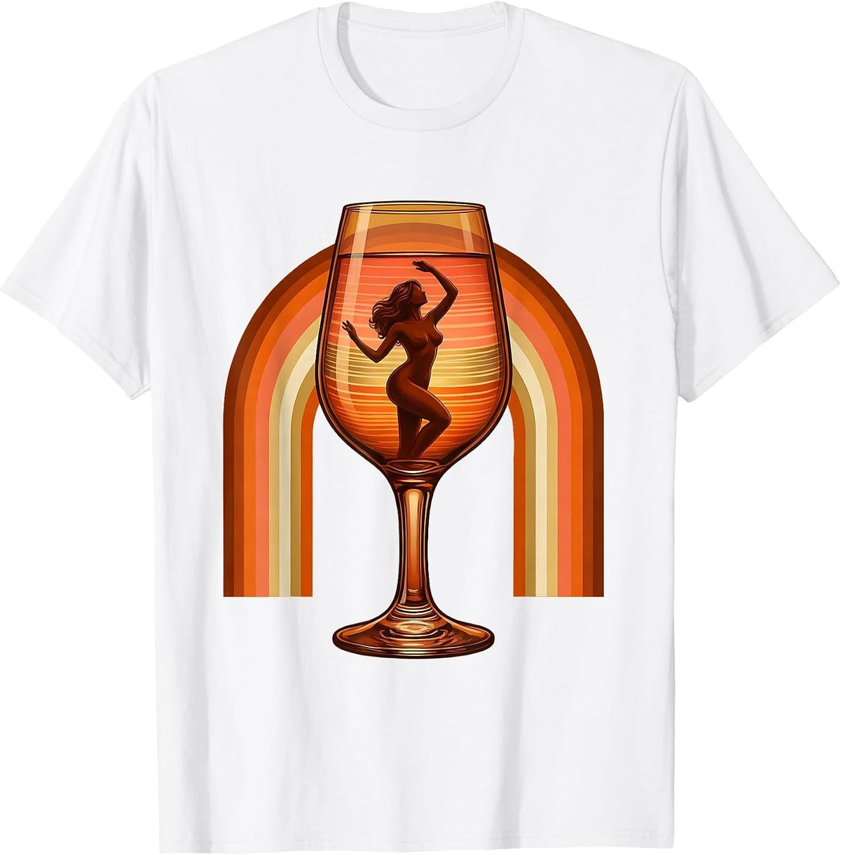 Men's Gigi Champagne Glass Silhouette Graphic Tee T-Shirt - White
