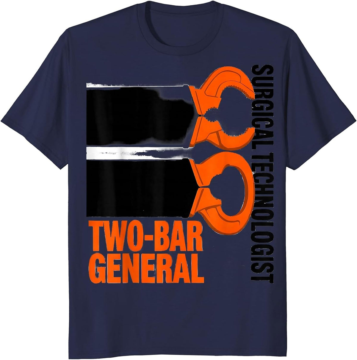 Men's Surgical Technologist Two-Bar General Brutalist Graphic T-Shirt - Navy Blue