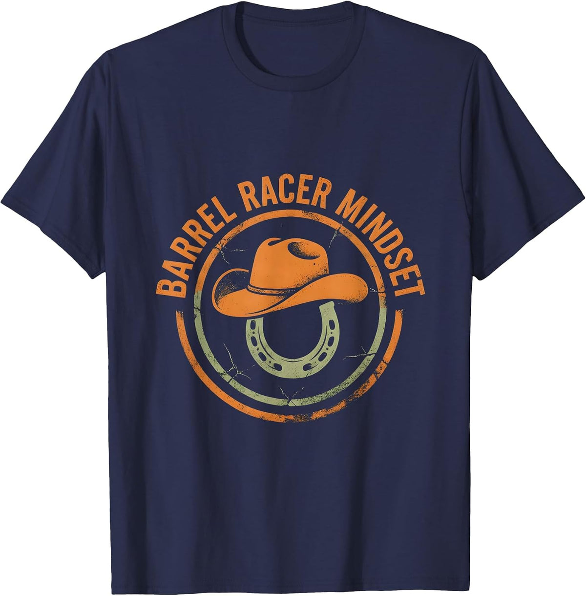 Barrel Racer Mindset Cowgirl Rodeo Design T-Shirt - Navy Blue
