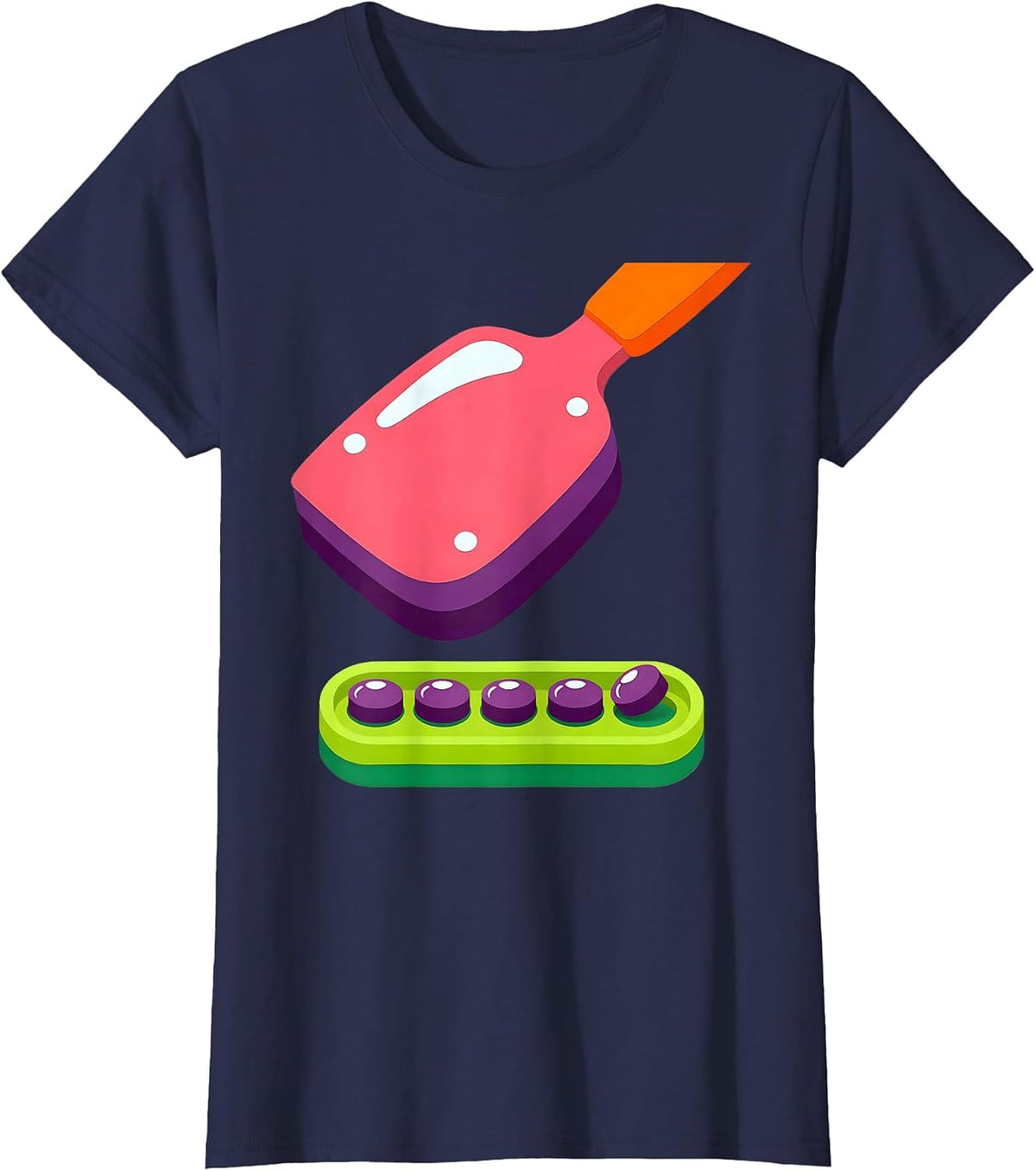 Women's Oversized Counting Spatula Pharmacy Tech Humor Cute T-Shirt - Navy Blue