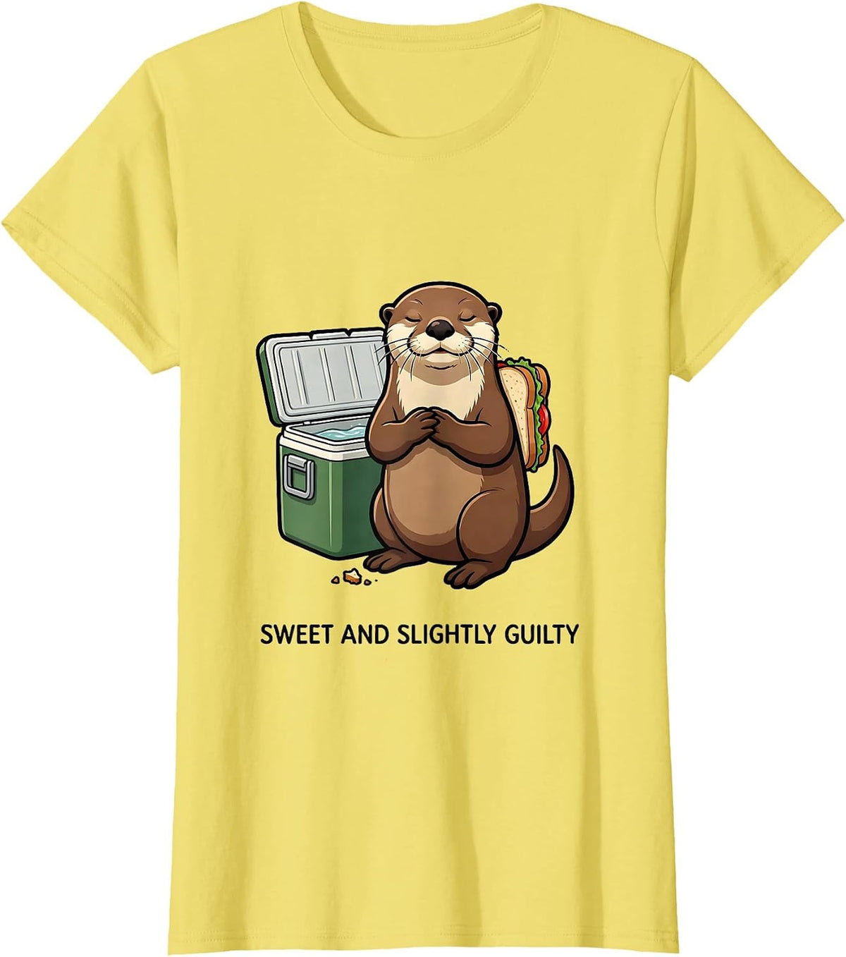 Sweet And Slightly Guilty Funny Otter Lover Animal Humor T-Shirt - Lemon Yellow