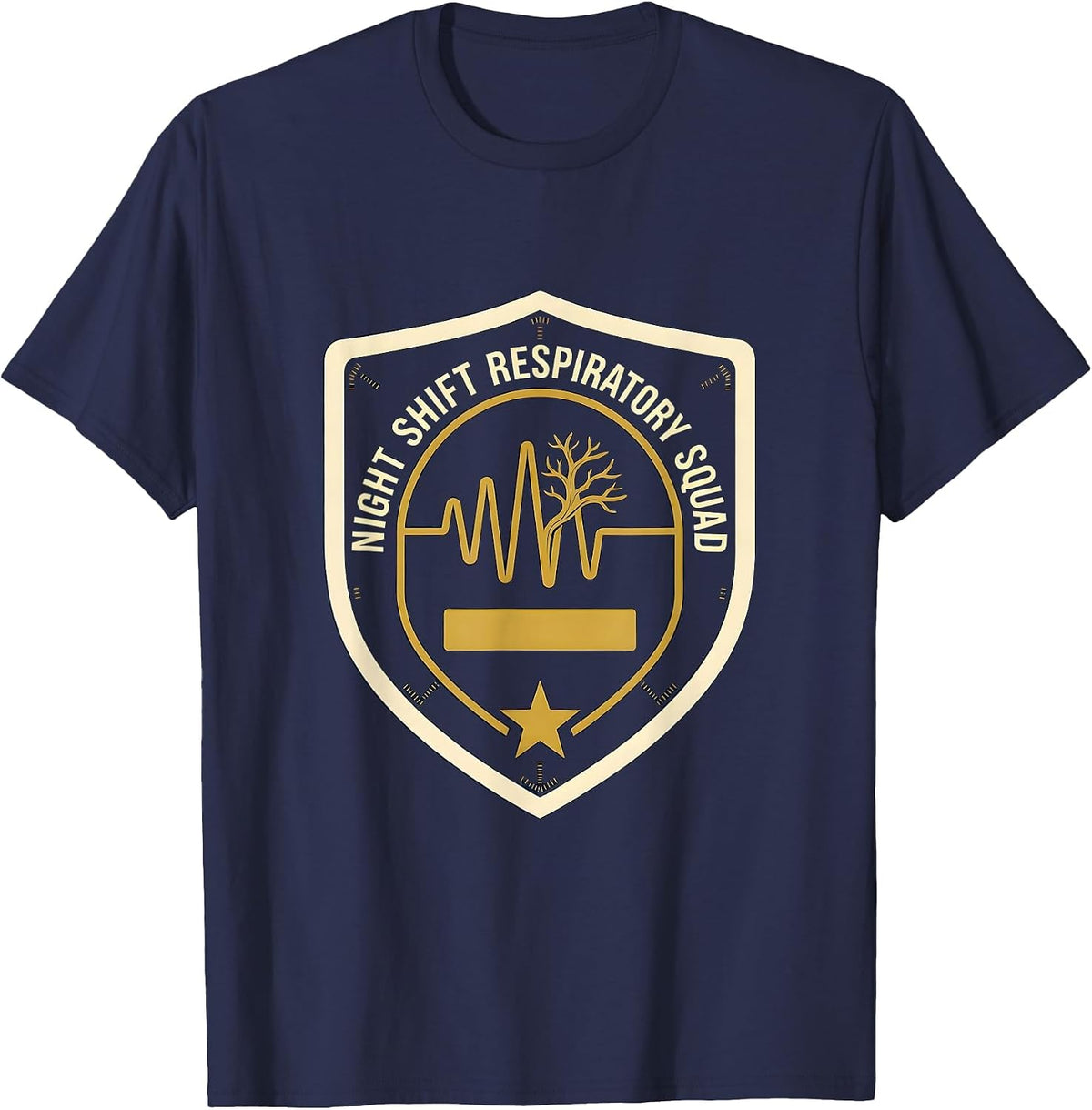 Men's Night Shift Respiratory Squad Funny Respiratory Therapist T-Shirt - Navy Blue
