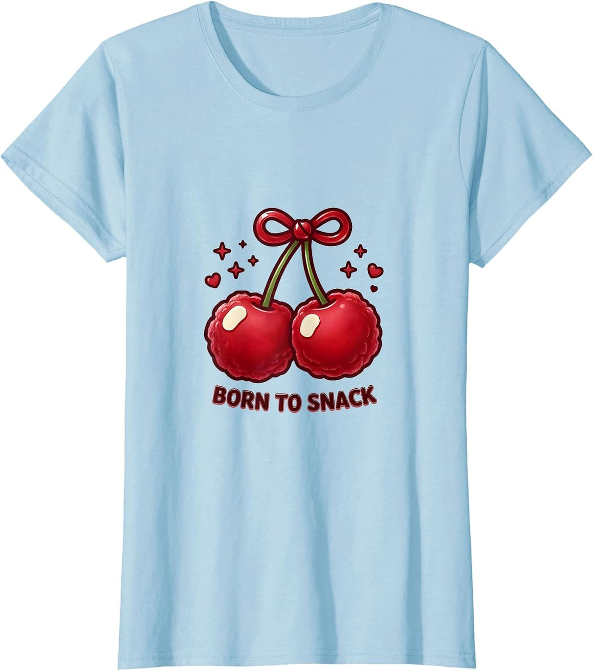 Born to Snack Popcorn Lover Graphic Design T-Shirt - Baby Blue