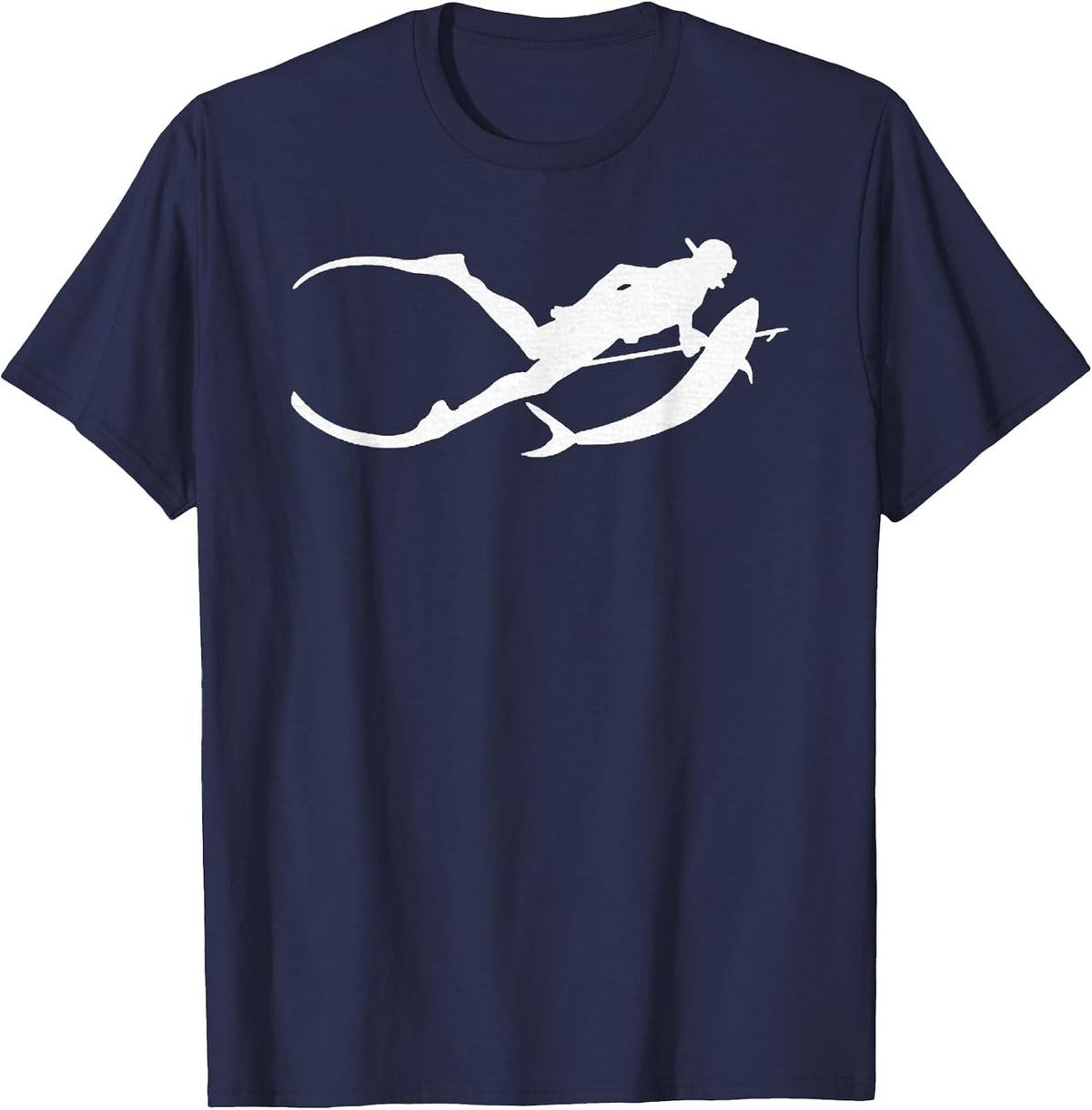 Scuba Diver Silhouette Underwater Diving Lover Graphic T-Shirt - Navy Blue