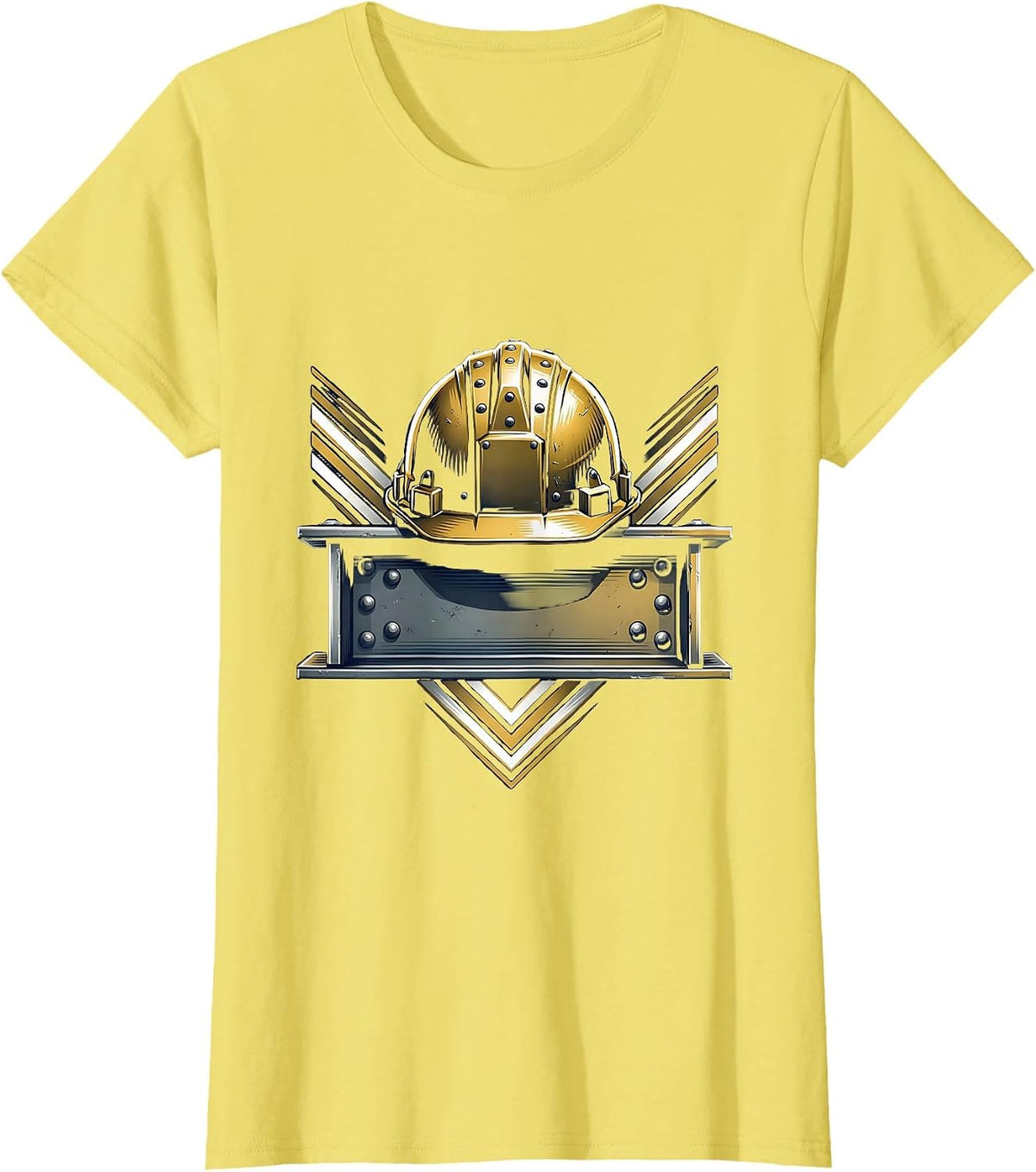 Labor Day Hardhat on Steel Girder Graphic T-Shirt - Lemon Yellow