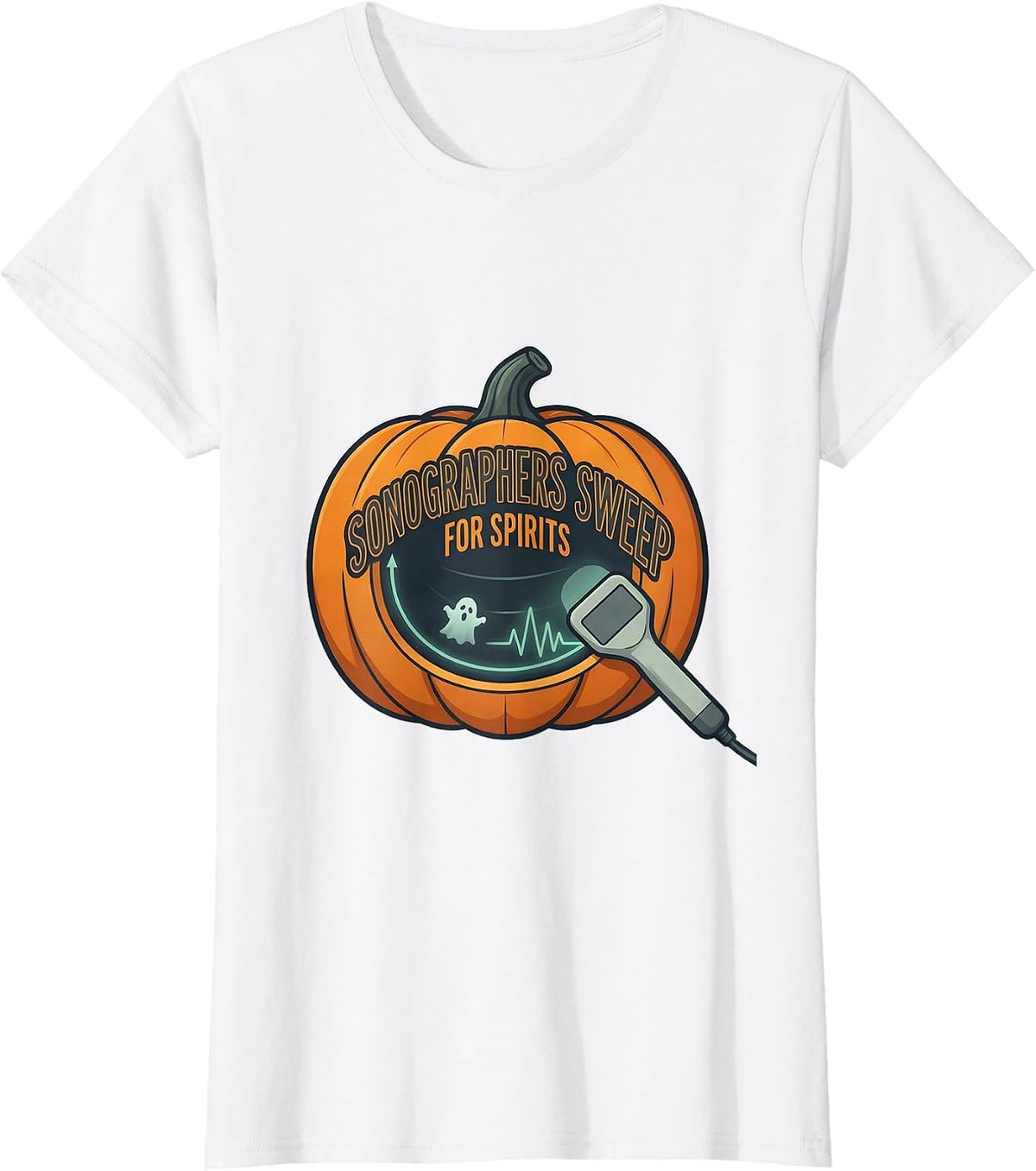 Women's Sonographers Sweep For Spirits Funny Radiology Tech T-Shirt - White