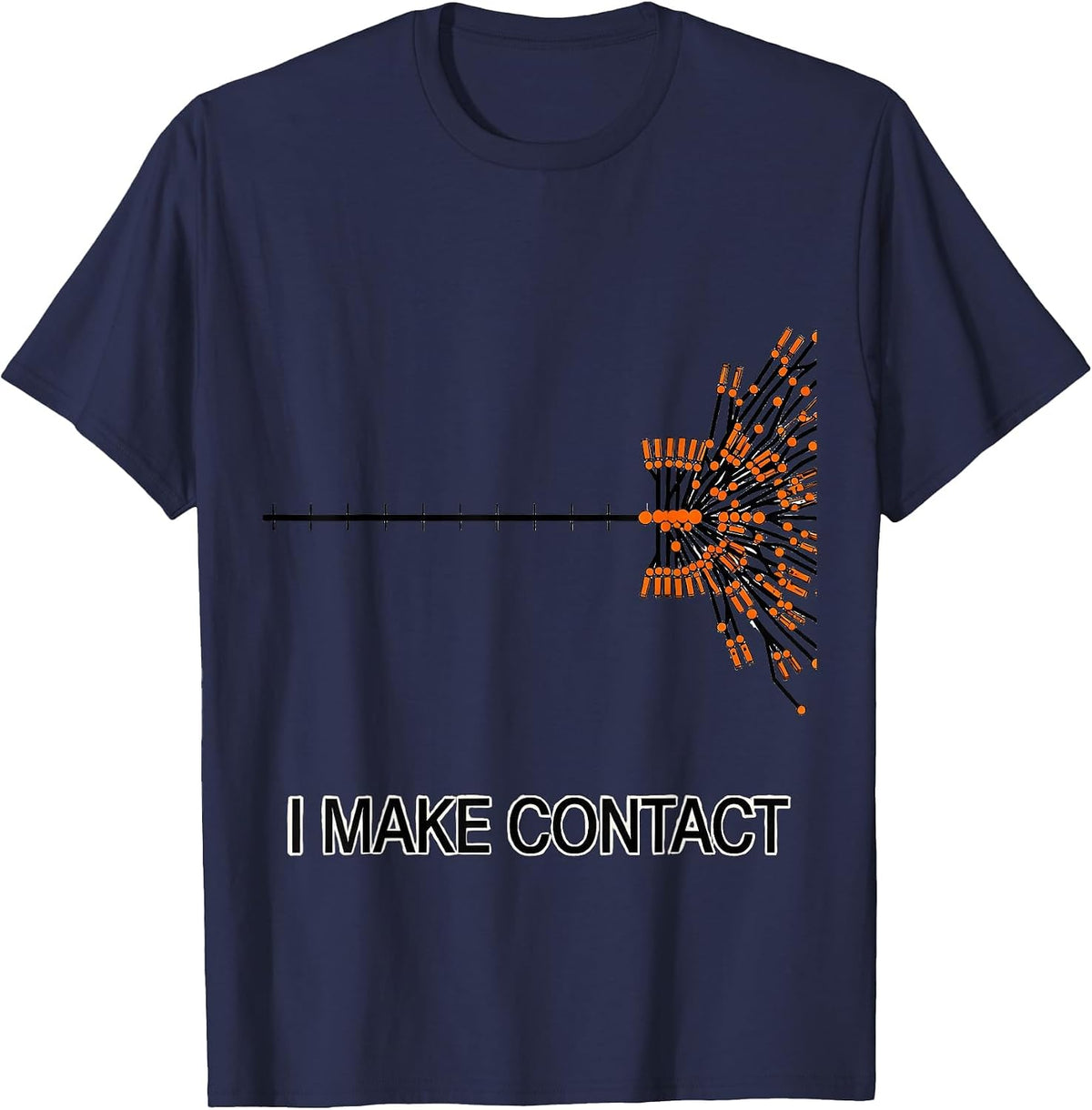 Men's I Make Contact Funny Electrician Trade Pride Lineman Gift T-Shirt - Navy Blue