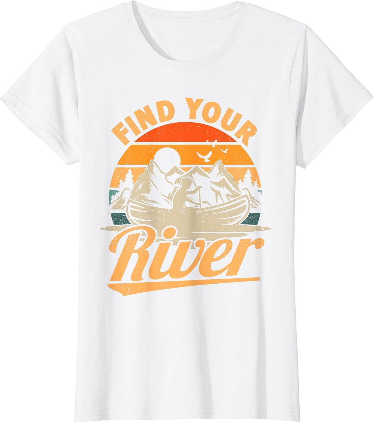 Find Your River Retro Canoe Boat Canoeing T-Shirt - White