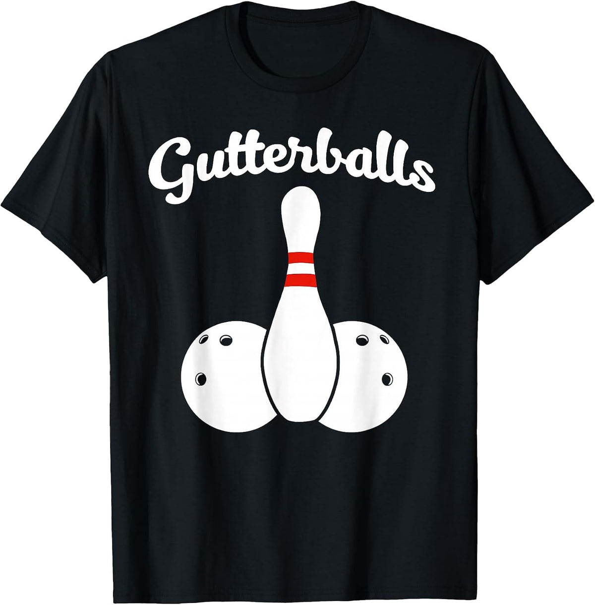 Gutterballs Funny Bowling Gutter Balls T-Shirt - Black