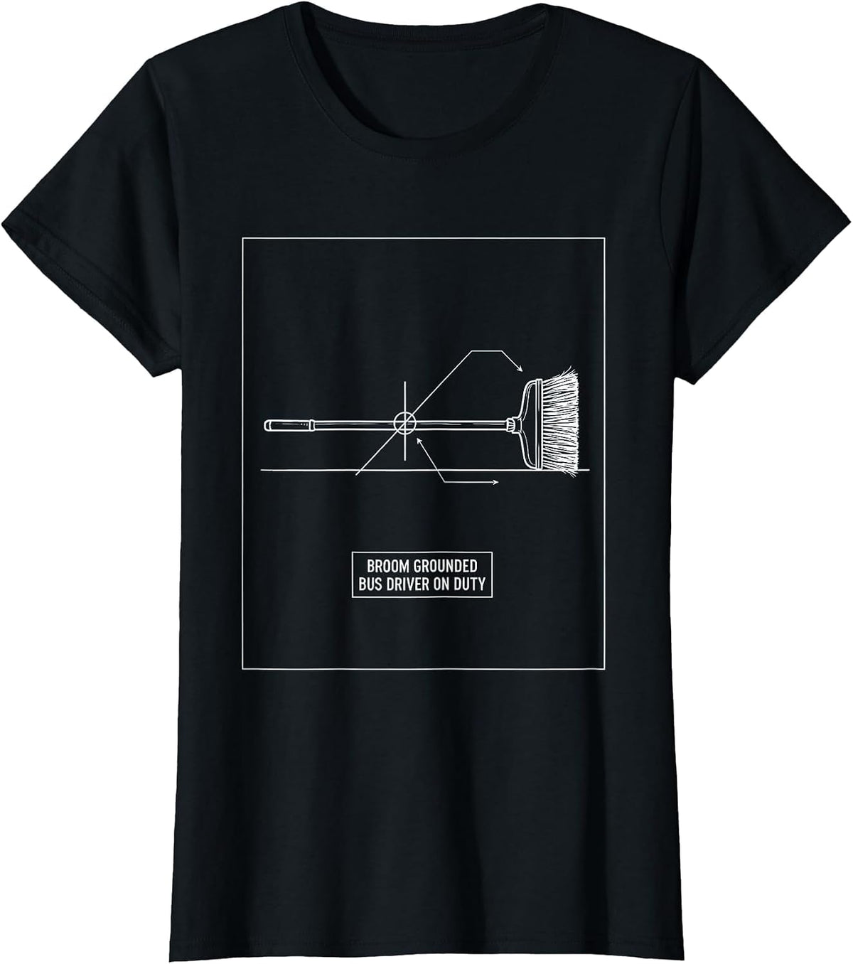Broom Grounded Bus Driver On Duty Funny Halloween Occupation T-Shirt - Black