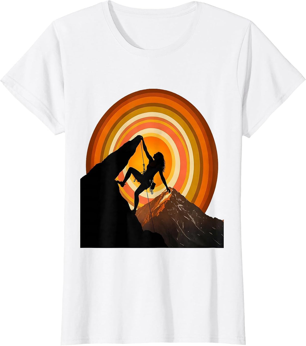 Women's Rock Climber Summit Reach Graphic Design T-Shirt - White