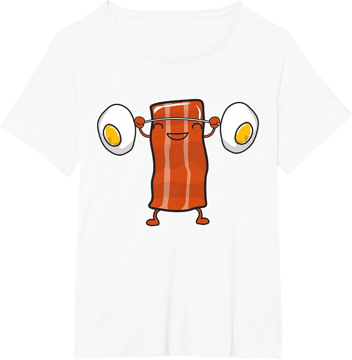 Bacon Lifting Eggs Funny Keto Snatch Squat Barbell Weight T-Shirt - White