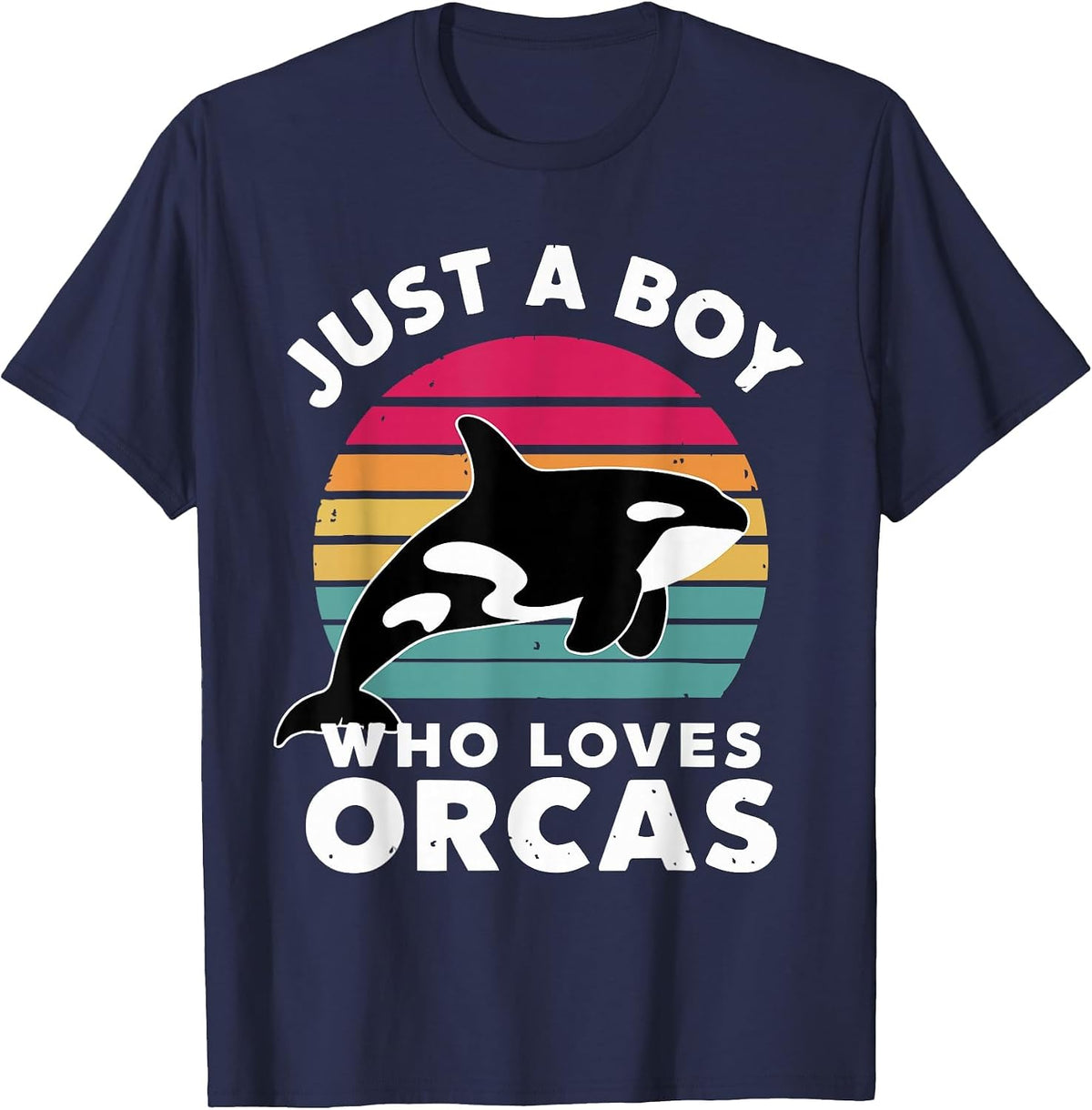 Just A Boy Who Loves Orcas T-Shirt - Navy Blue