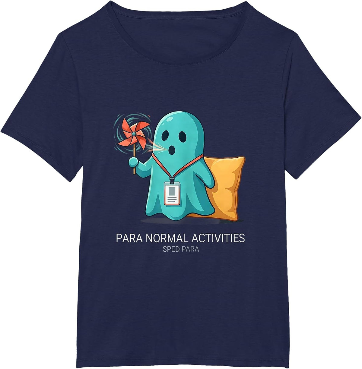 Women's Para Normal Activities SPED Para Ghost Halloween Teacher T-Shirt - Navy Blue