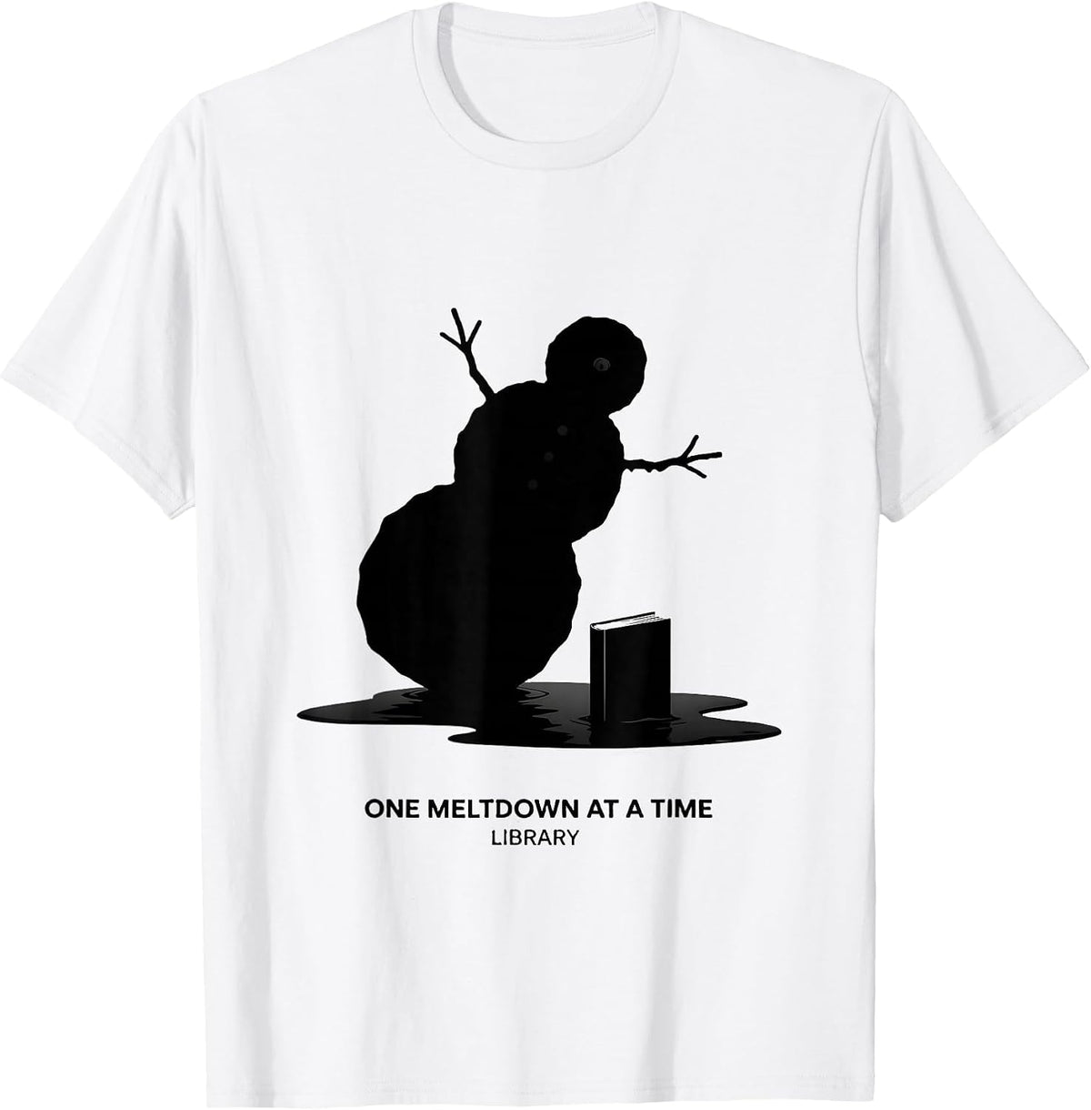 Men's One Meltdown At A Time Library Teacher Christmas Snowman T-Shirt - White