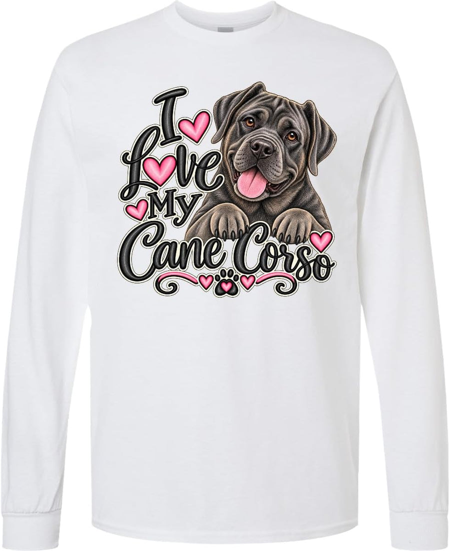 inktastic I Love My Cane Corso Dog Adult Long Sleeve T-Shirt - 0020 White