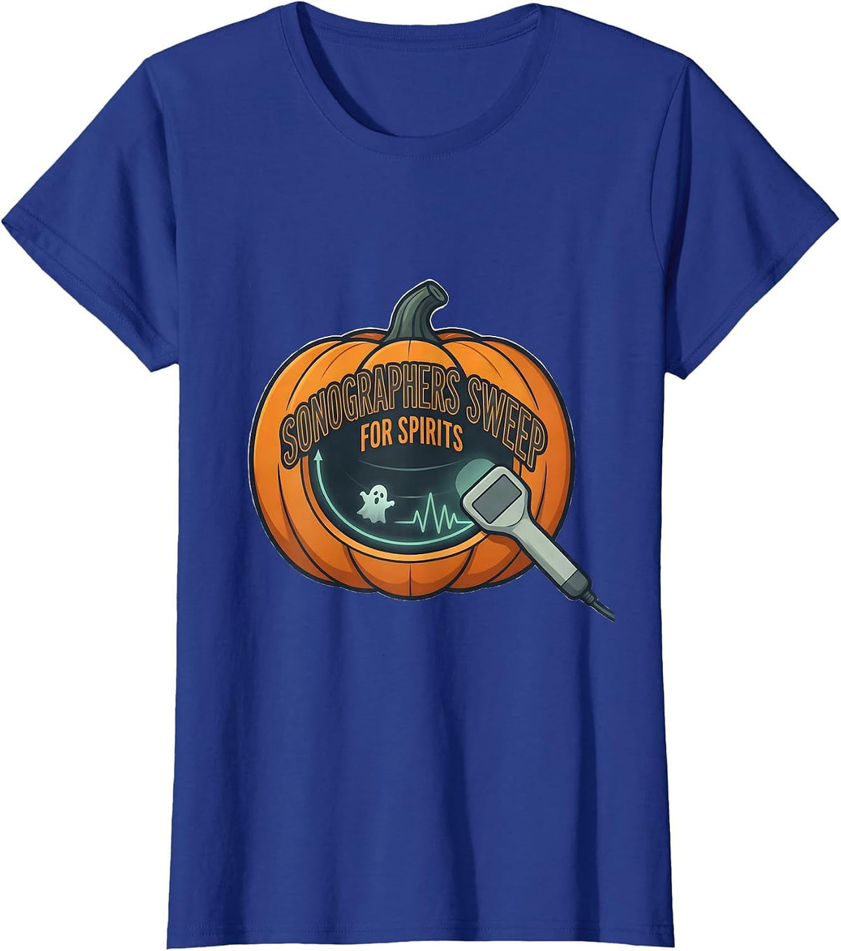 Women's Sonographers Sweep For Spirits Funny Radiology Tech T-Shirt - Royal Blue