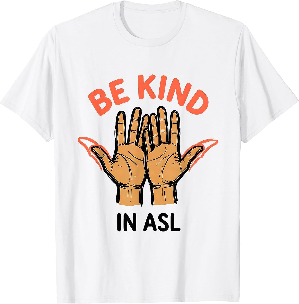 Men's Be Kind in ASL Sign Language Teacher Deaf Awareness T-Shirt - White
