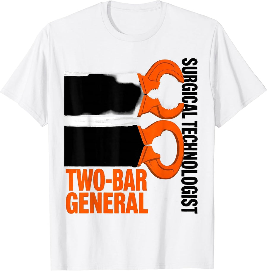 Men's Surgical Technologist Two-Bar General Brutalist Graphic T-Shirt - White
