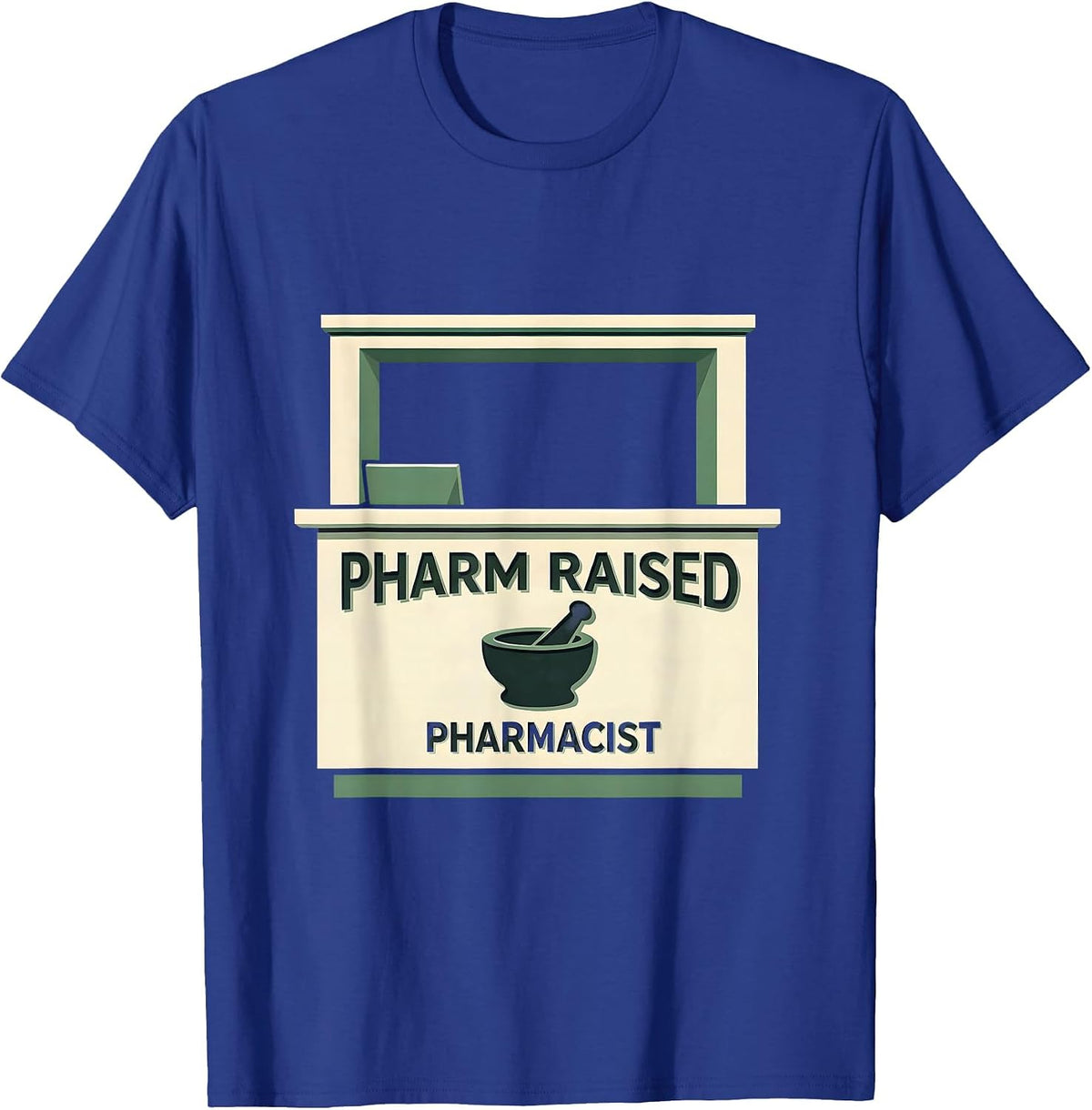 Men's Pharm Raised Pharmacist Funny Pharmacy Tech Crew Halloween T-Shirt - Royal Blue