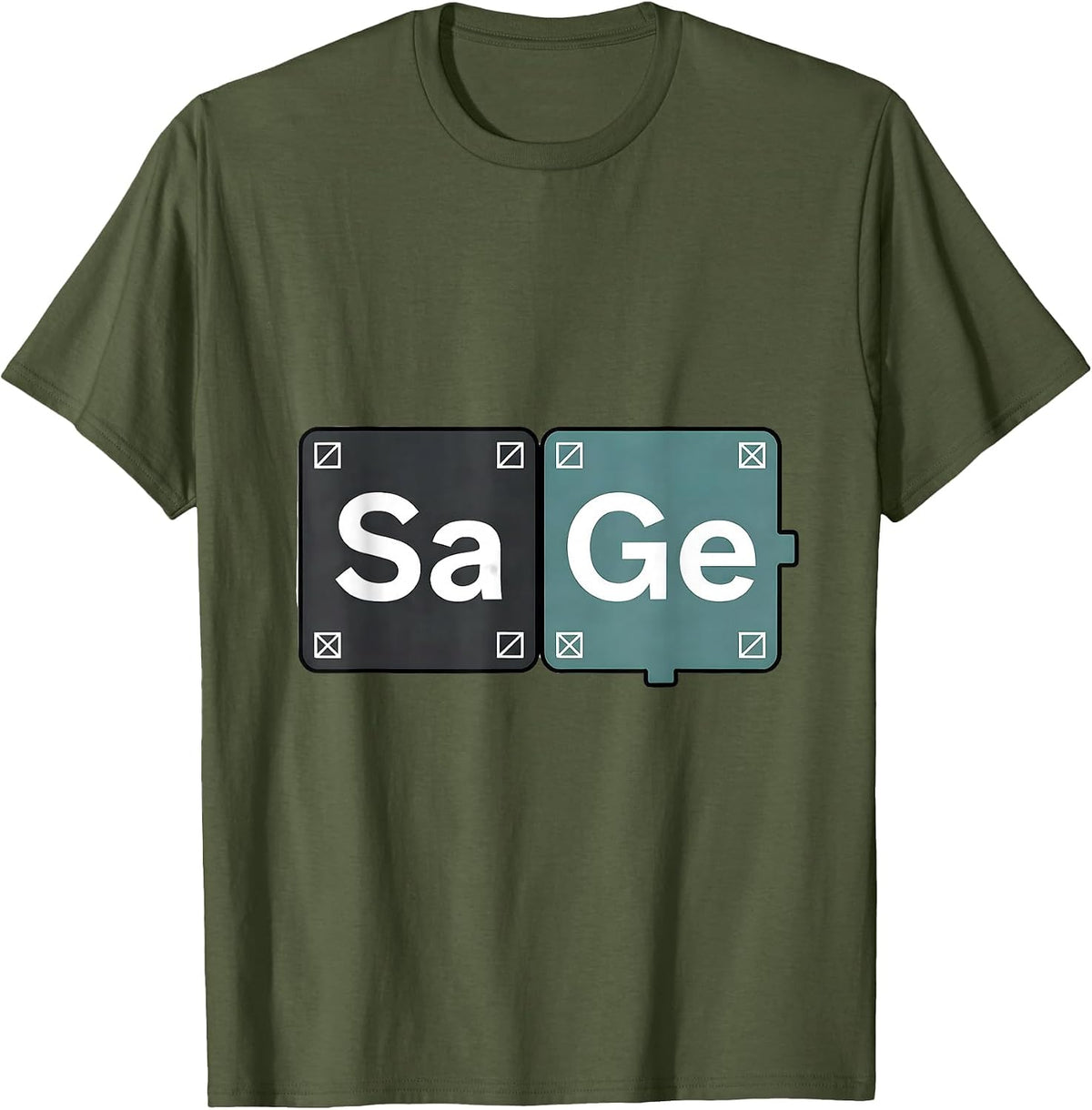 SAGe Minimalist Periodic Table Chemistry Pun Humor T-Shirt - Olive Green