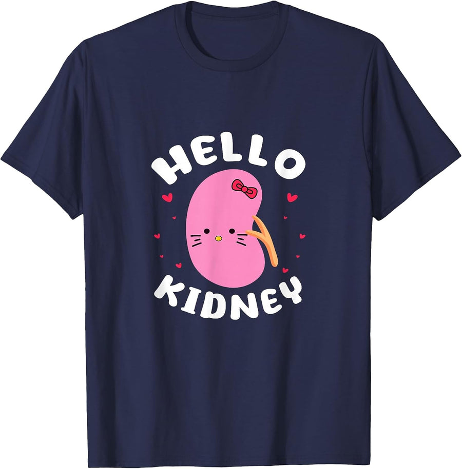 Hello Kidney Nephrology Nephrologist Dialysis Tech Nurse T-Shirt - Navy Blue