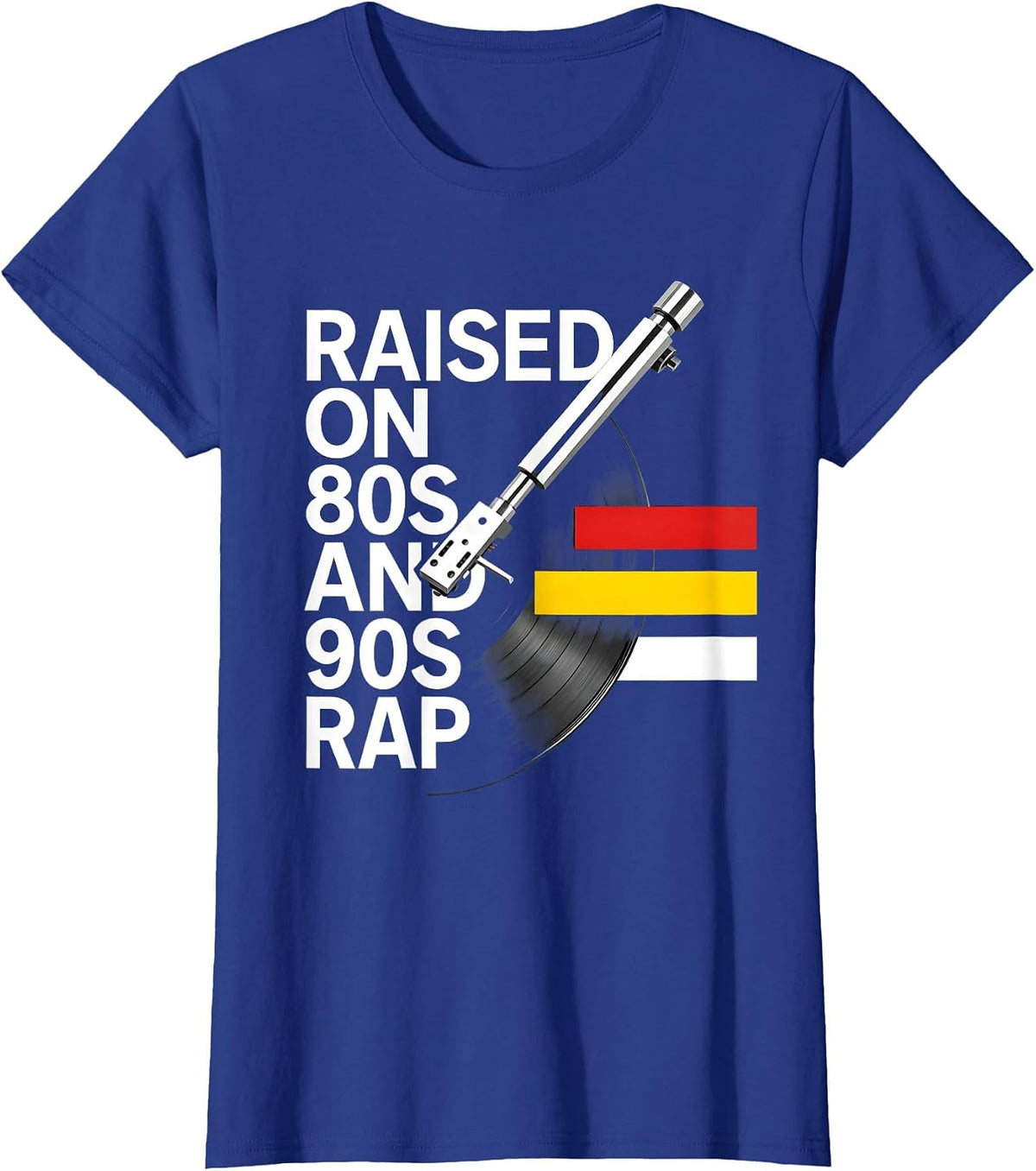 Women's Raised On 80s And 90s Rap Retro Hip Hop Nostalgia T-Shirt - Royal Blue