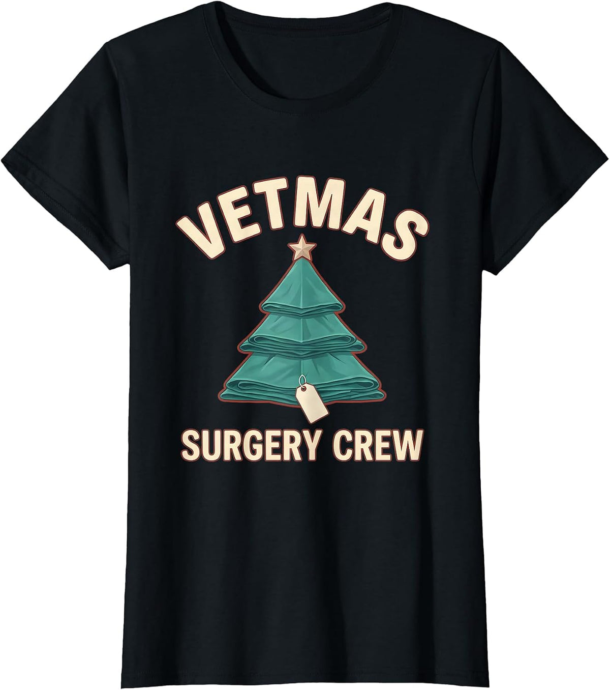 Women's Vetmas Surgery Crew Funny Vet Tech Christmas Veterinary Crew T-Shirt - Black