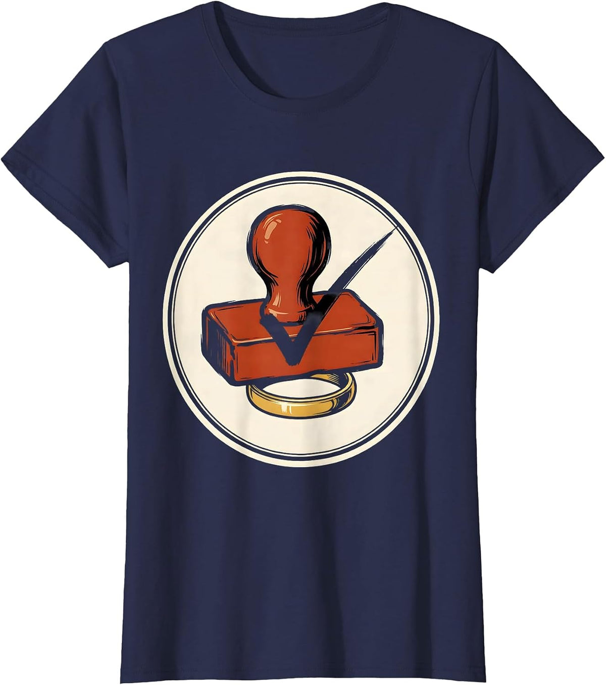 Women's Closed Wedding Band Stamp Funny Husband Humor T-Shirt - Navy Blue