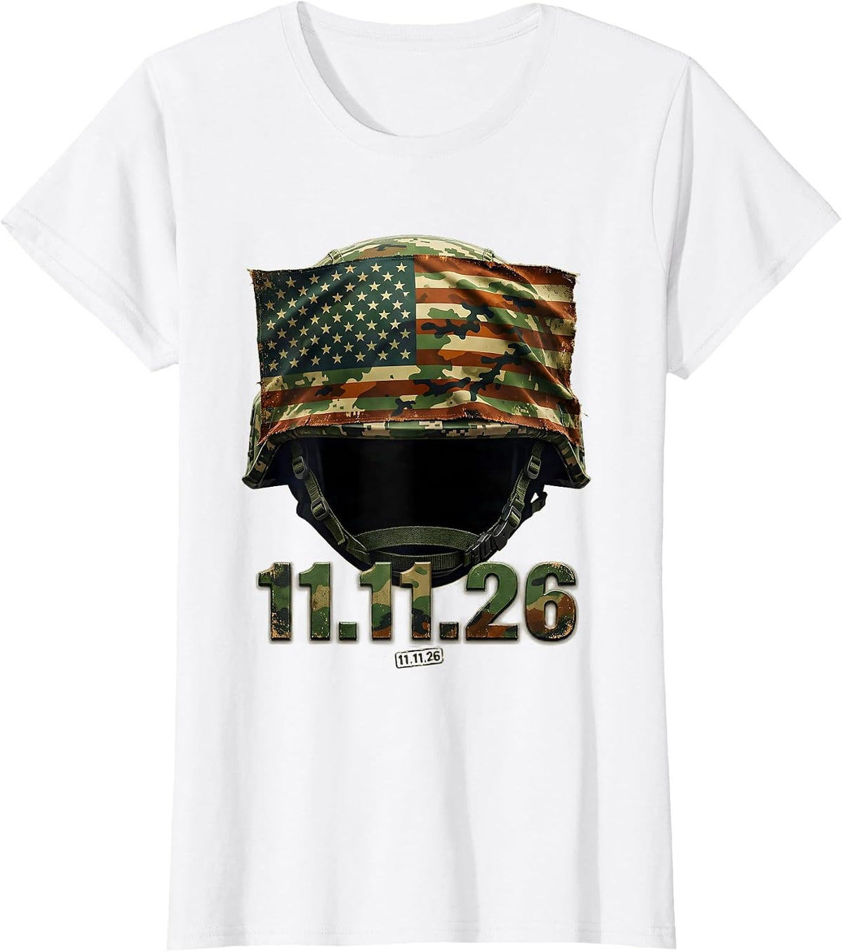 11.11.26 Distressed Military Veteran Patriotic T-Shirt - White