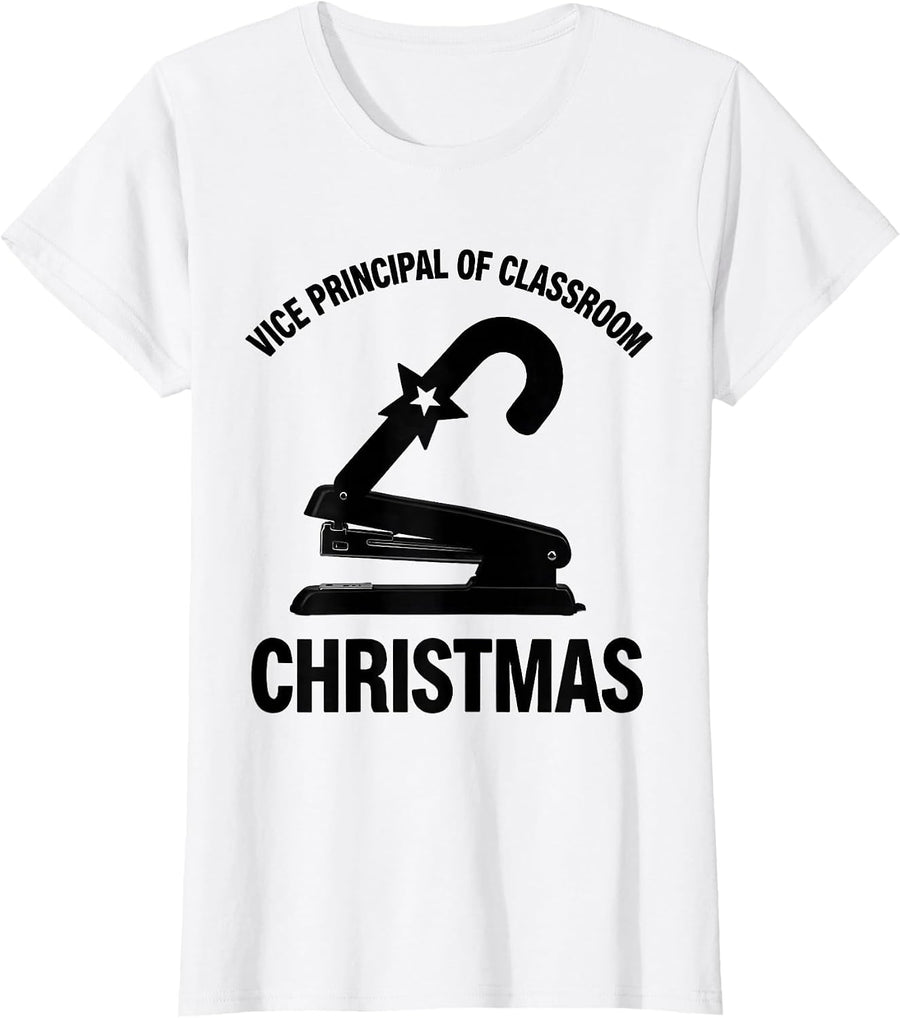 Women's Vice Principal of Classroom Christmas Funny Teacher Humor T-Shirt - White