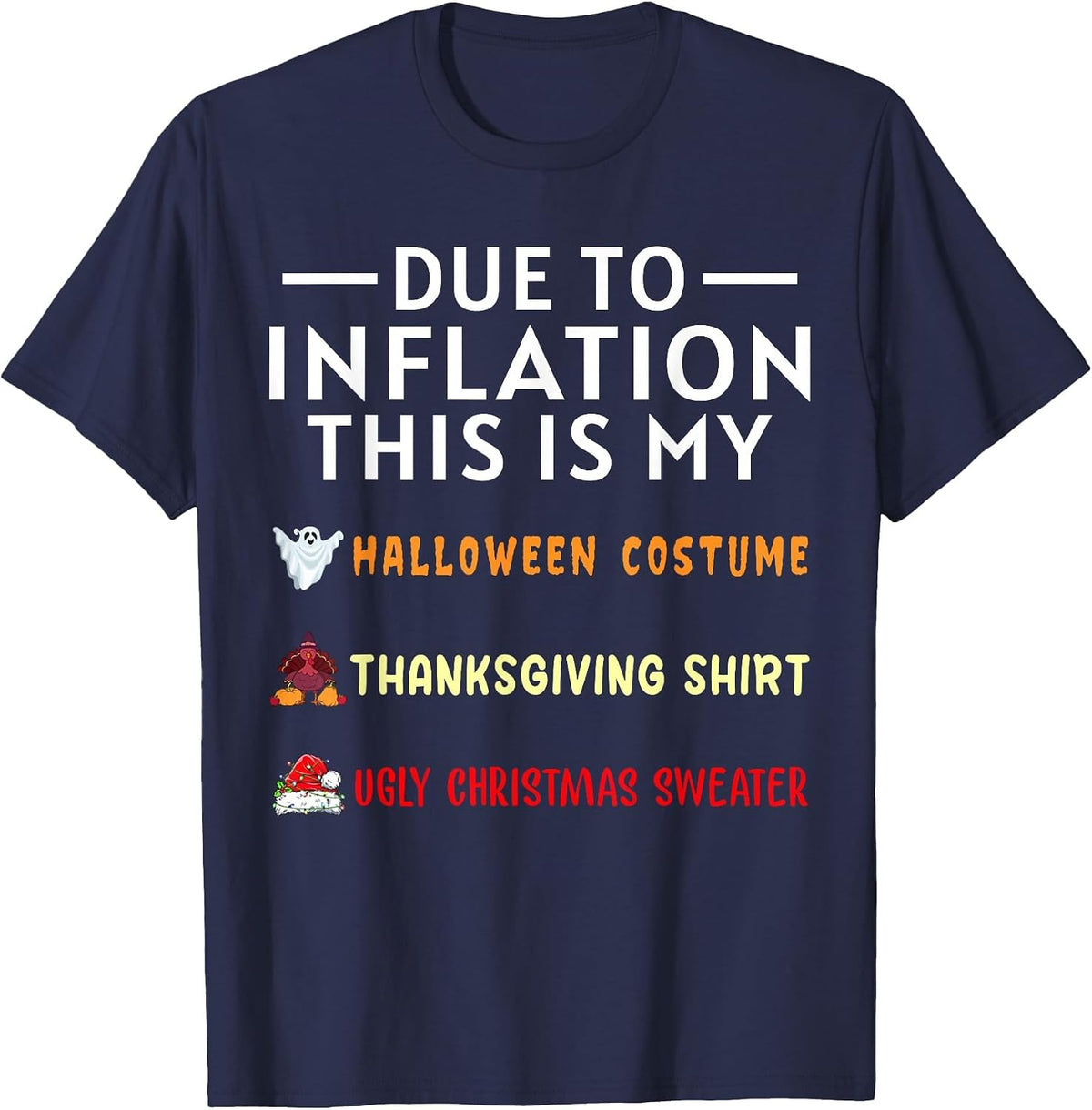 Due to Inflation This is My Funny Halloween Costume T-Shirt - Navy Blue