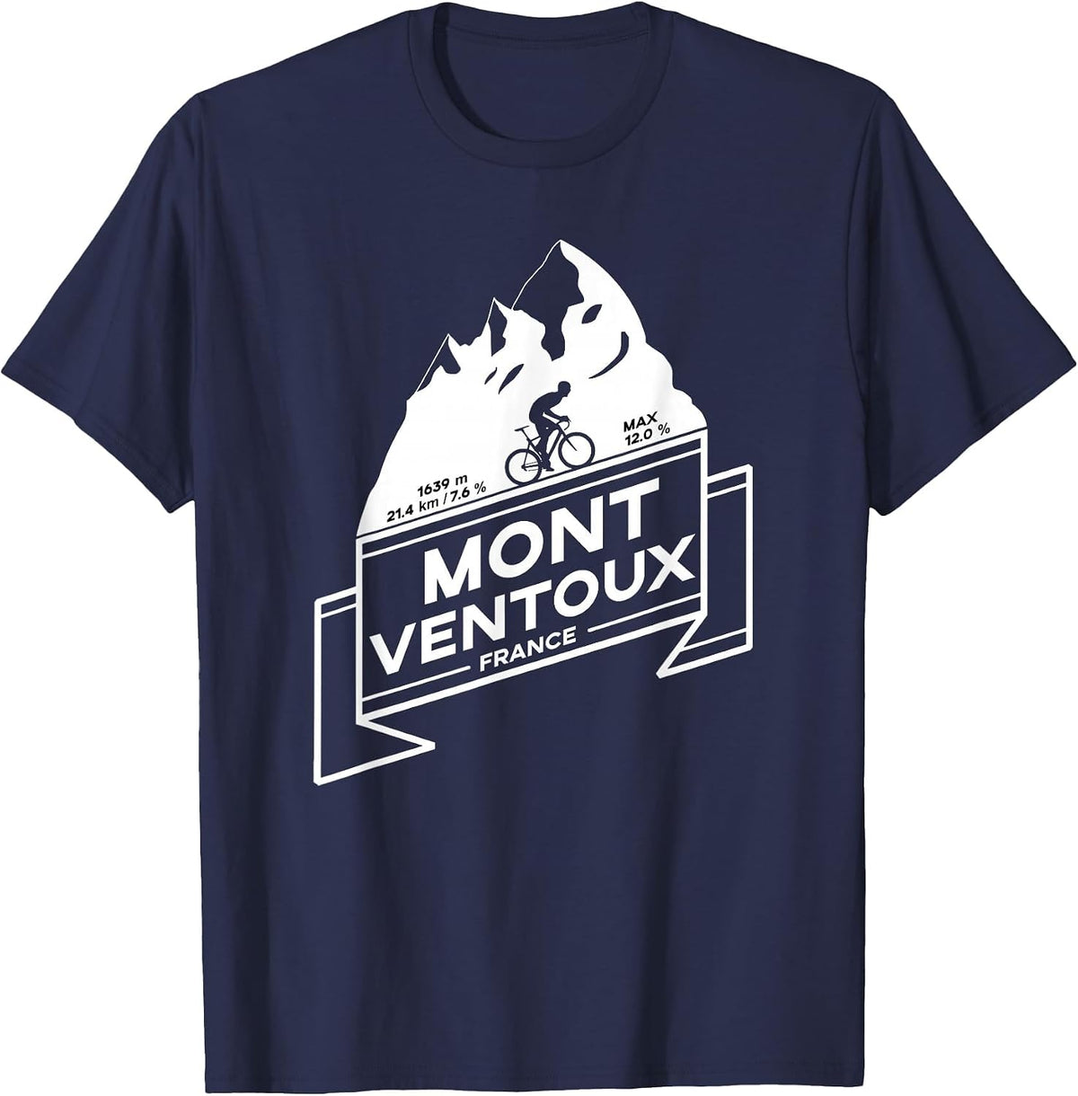 Mont Ventoux Road Cycling Climb T-Shirt T-Shirt - Navy Blue