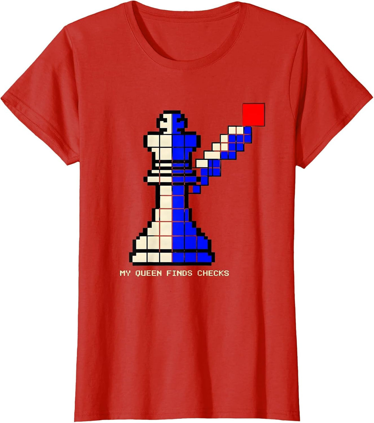 My Queen Finds Checks Funny Chess Player Gift Chess Lover T-Shirt - Red
