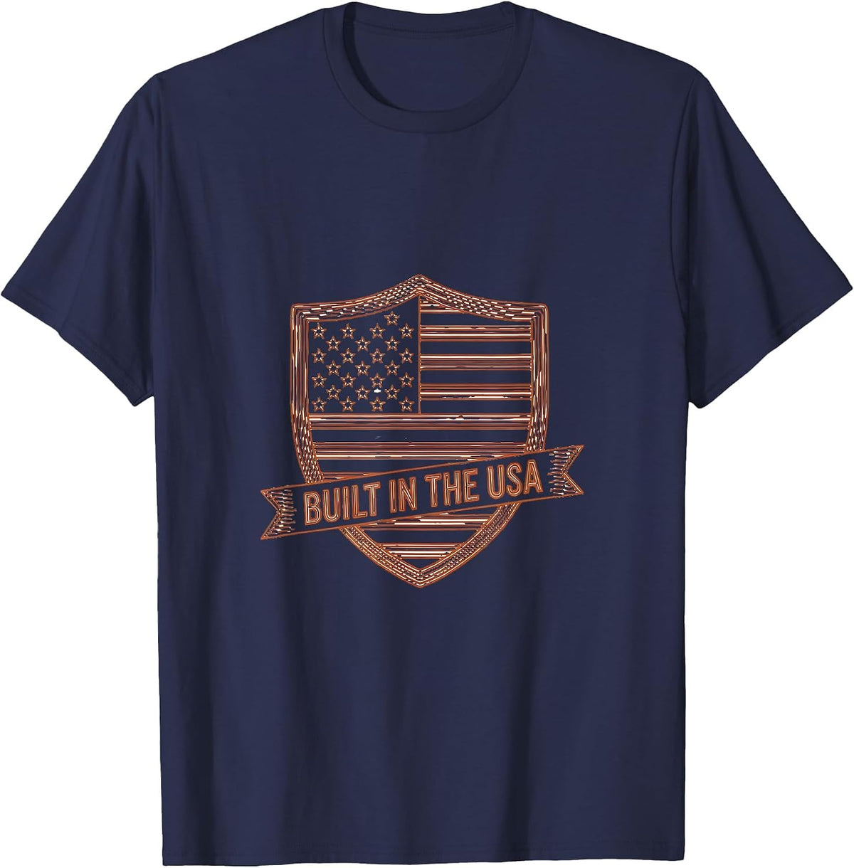 Men's Built in the USA American Flag Patriotic Design T-Shirt - Navy Blue