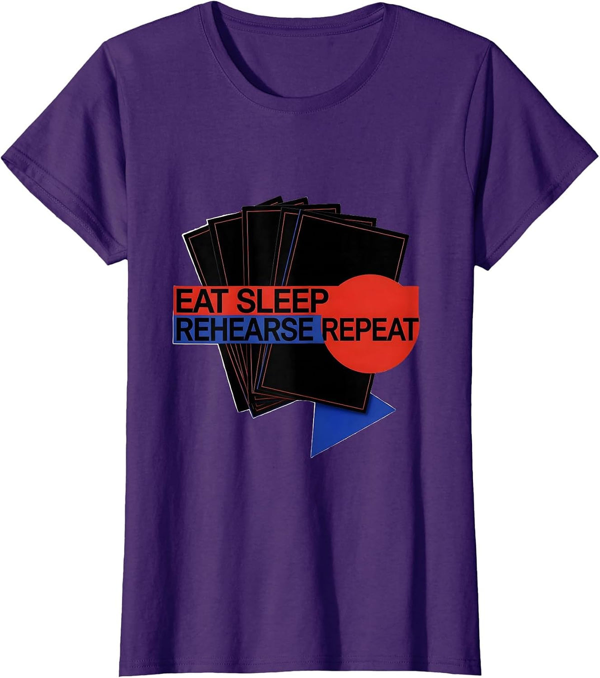 Women's Eat Sleep Rehearse Repeat Bauhaus Modernist Theatre Kid T-Shirt - Purple