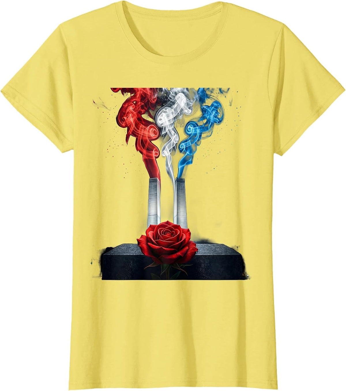 September 11 Memorial Rose Tribute Graphic T-Shirt - Lemon Yellow