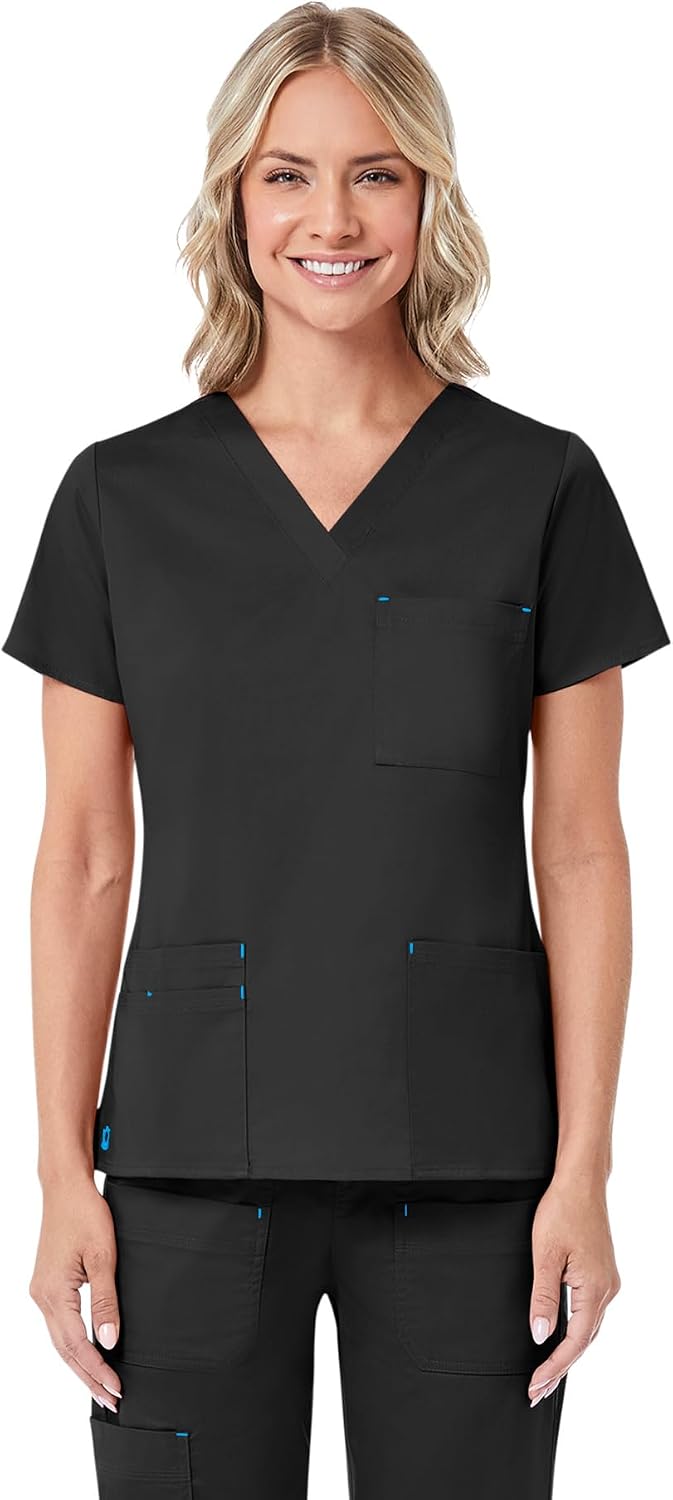 Maevn Women's Blossom 3-Pocket V-Neck Top - Black