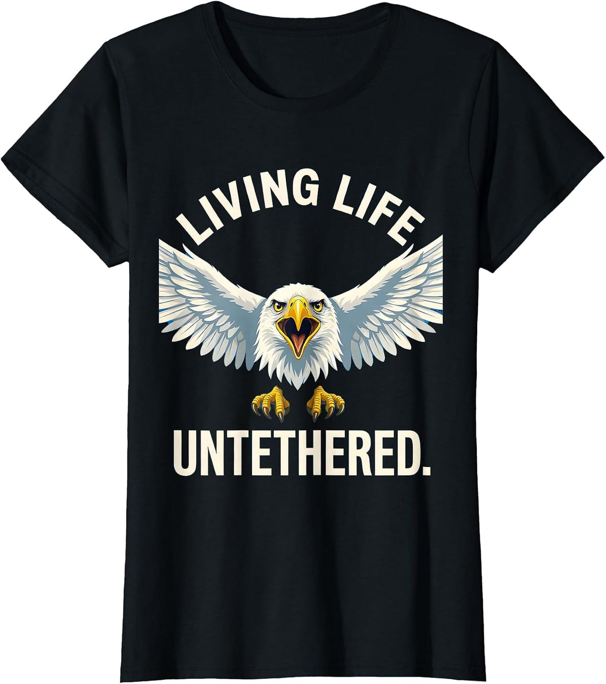 Women's Living Life Untethered Freedom Graphic Design T-Shirt - Black