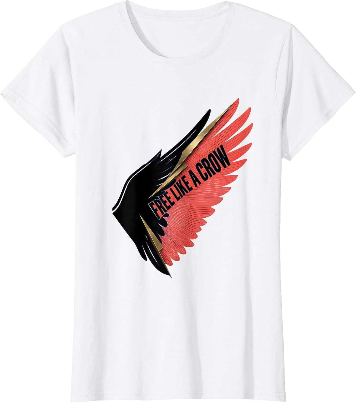 Free Like a Crow Bold Graphic Design T-Shirt - White