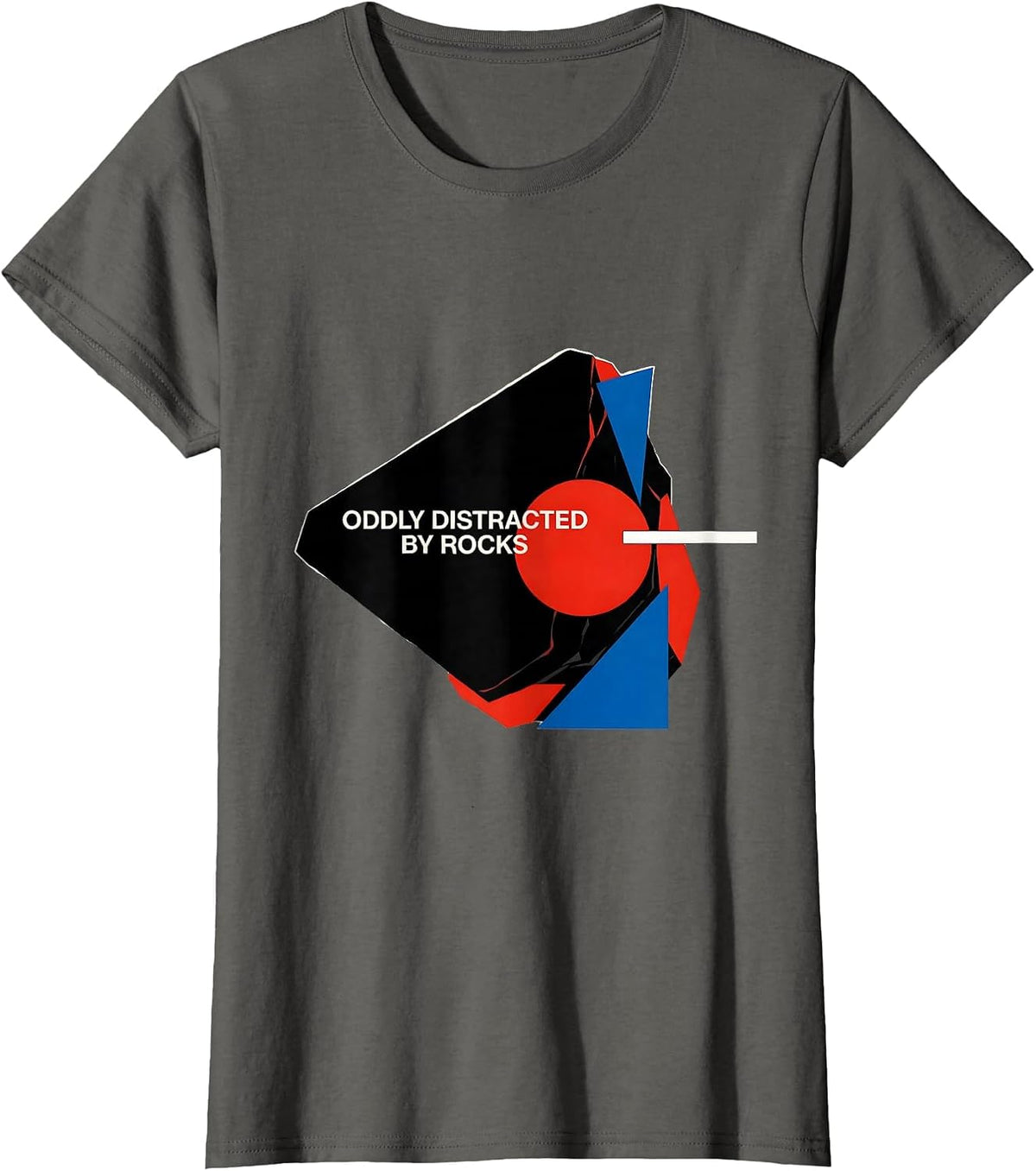 Women's Oddly Distracted By Rocks Bauhaus Modernist Rock Collector T-Shirt - Asphalt Grey
