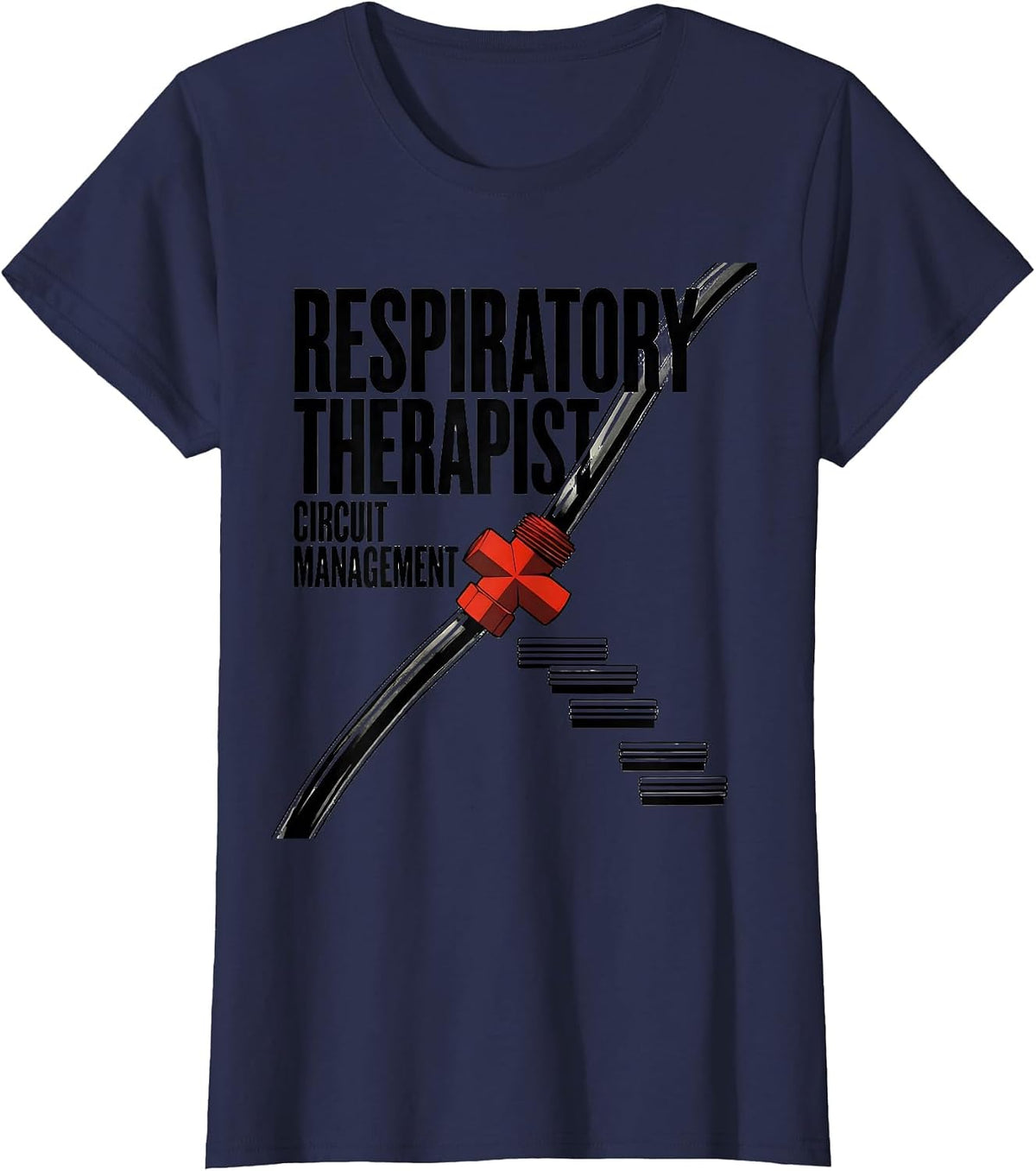 Women's Respiratory Therapist Circuit Management RT T-Shirt - Navy Blue